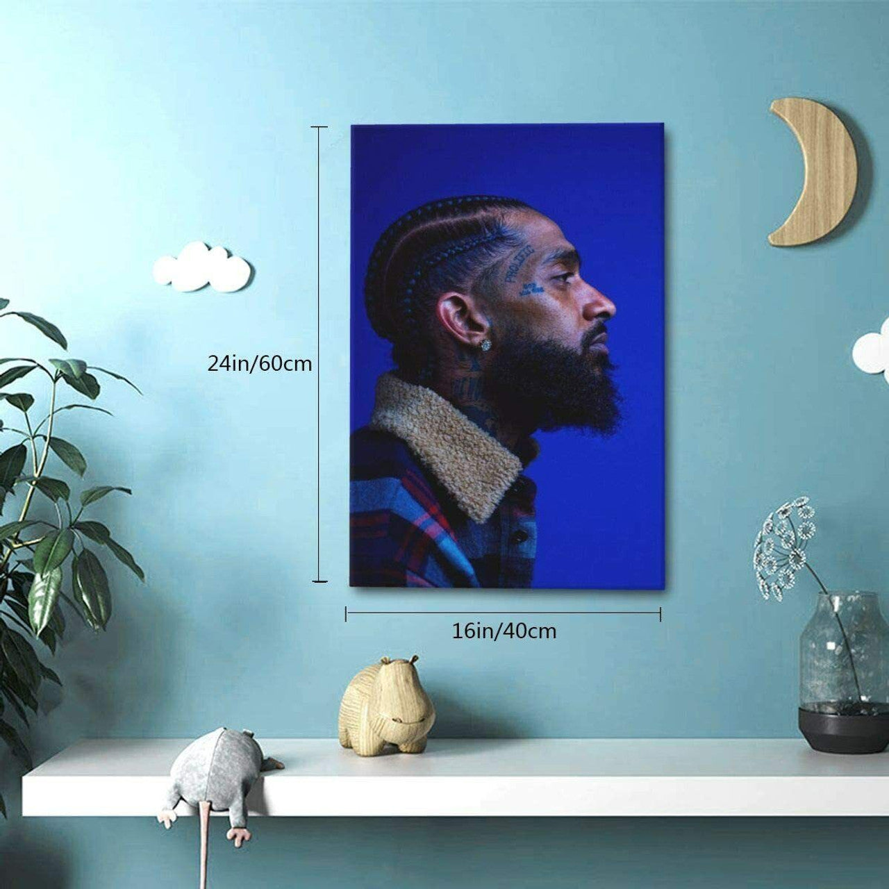 Sadfqw Nipsey-Hussle Modern Framed Wall Art Giclee Wall Decor On Canvas 16 x 24" - GOODSZON Discount Store