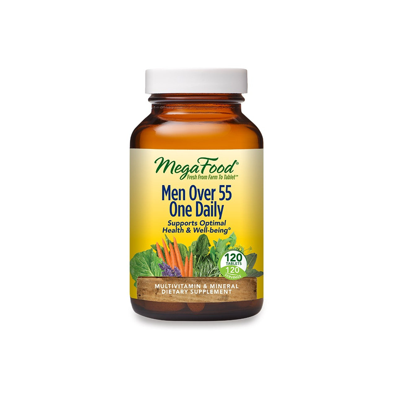 MegaFood Men's 55+ One Daily - Multivitamin for Men with B12, C & D Vitamins, Zinc & Selenium - Non-GMO, Gluten-Free, Vegetarian & Made without Dairy and Soy - 120 Tabs - GOODSZON Discount Store