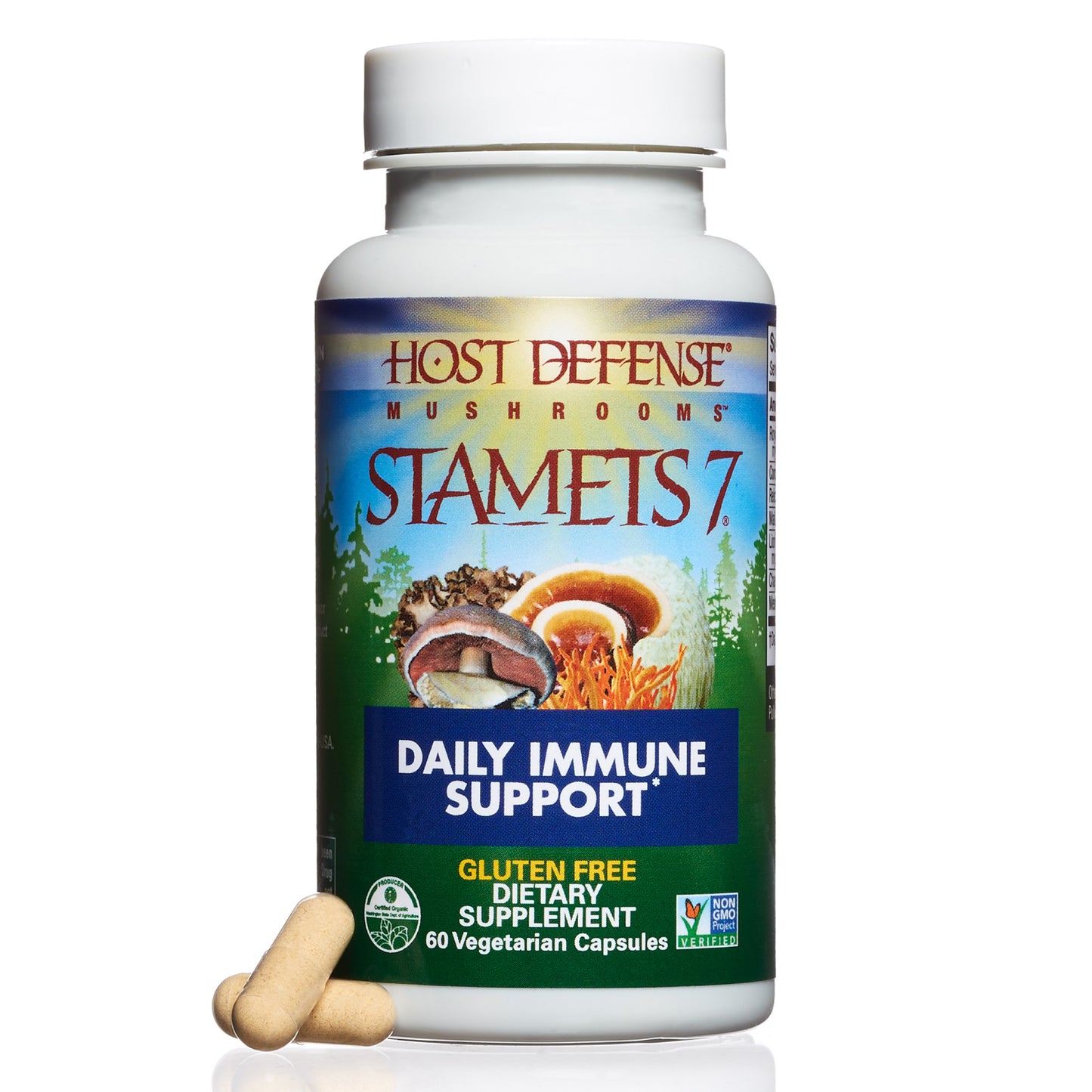 Host Defense - Stamets 7 Multi Mushroom Capsules, Supports Overall Immunity by Promoting Respiration and Digestion with Lion's Mane, Reishi, and Cordyceps, Non-GMO, Vegan, Organic, 60 Count - GOODSZON Discount Store