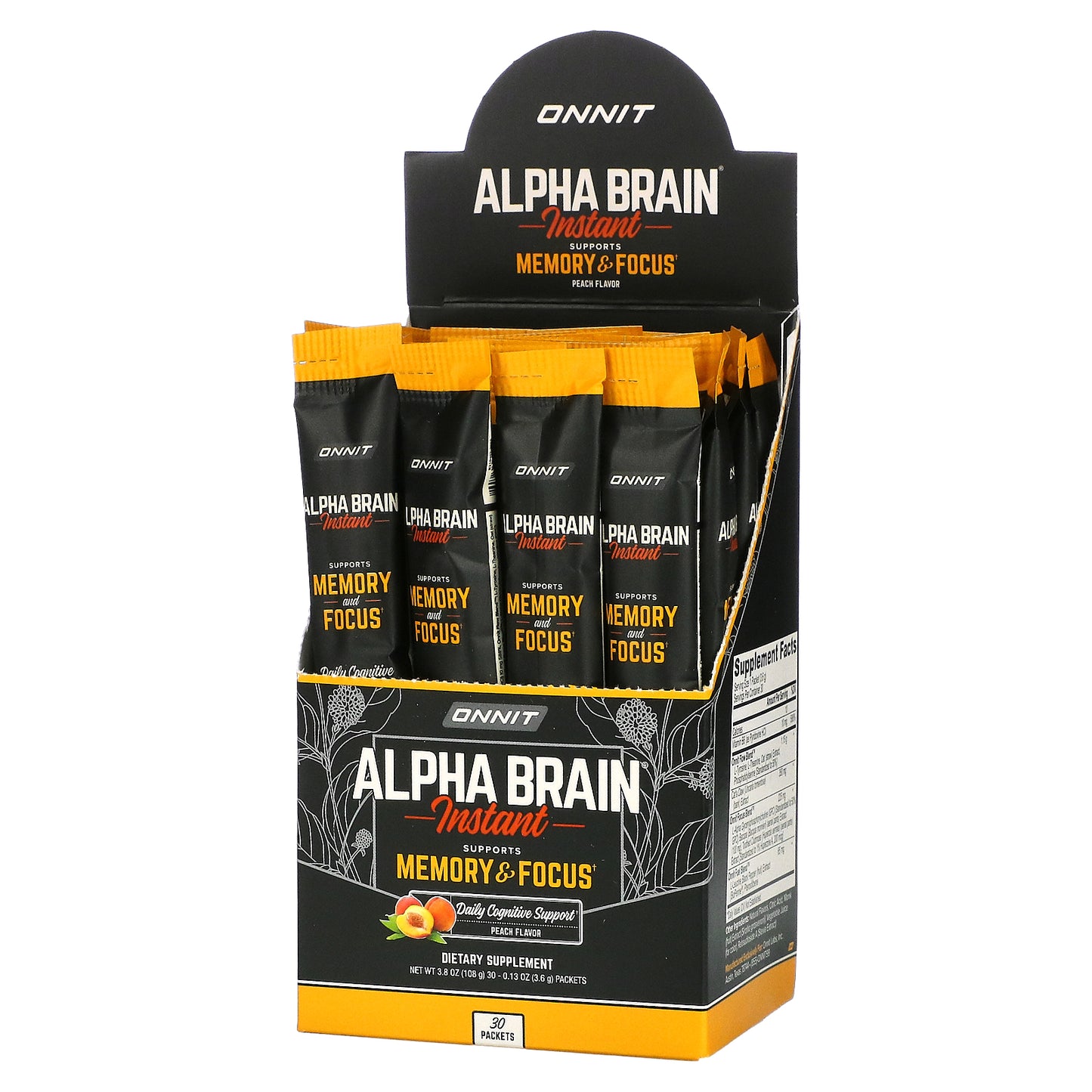 Alpha Brain Instant, Memory & Focus, Peach, 30 Packets, 0.13 oz (3.6 g) Each, Onnit - GOODSZON Discount Store