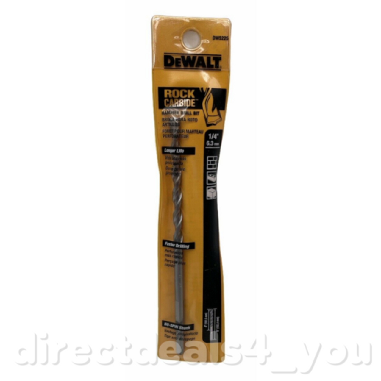 DEWALT 1/4" Rock Carbide Hammer Drill Bit #DW5225 (Pack of 3) - GOODSZON Discount Store