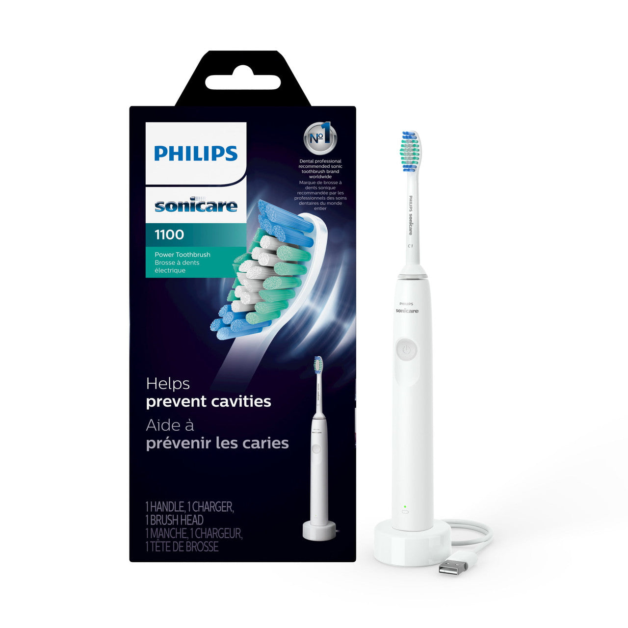 Philips Sonicare 1100 Power Toothbrush, Rechargeable Electric Toothbrush, White Grey HX3641/02 - GOODSZON Discount Store