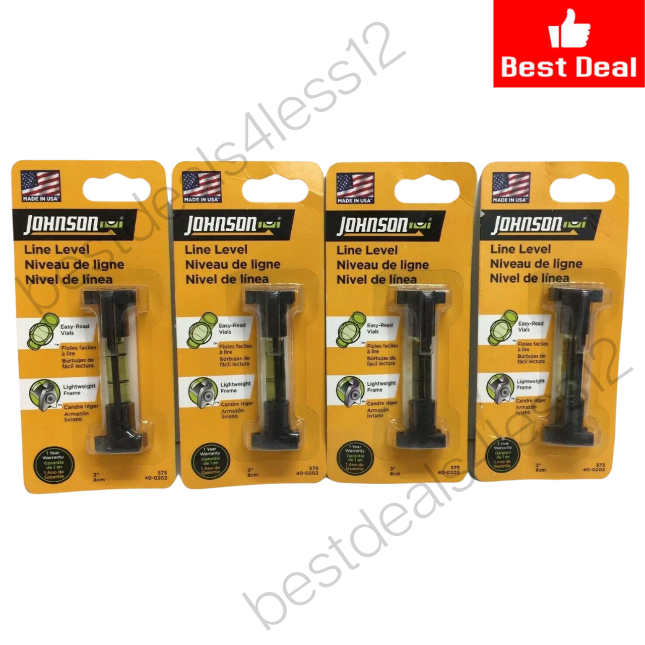 Johnson 3" Plastic Line Level 1 vial Pack of 4 - GOODSZON Discount Store