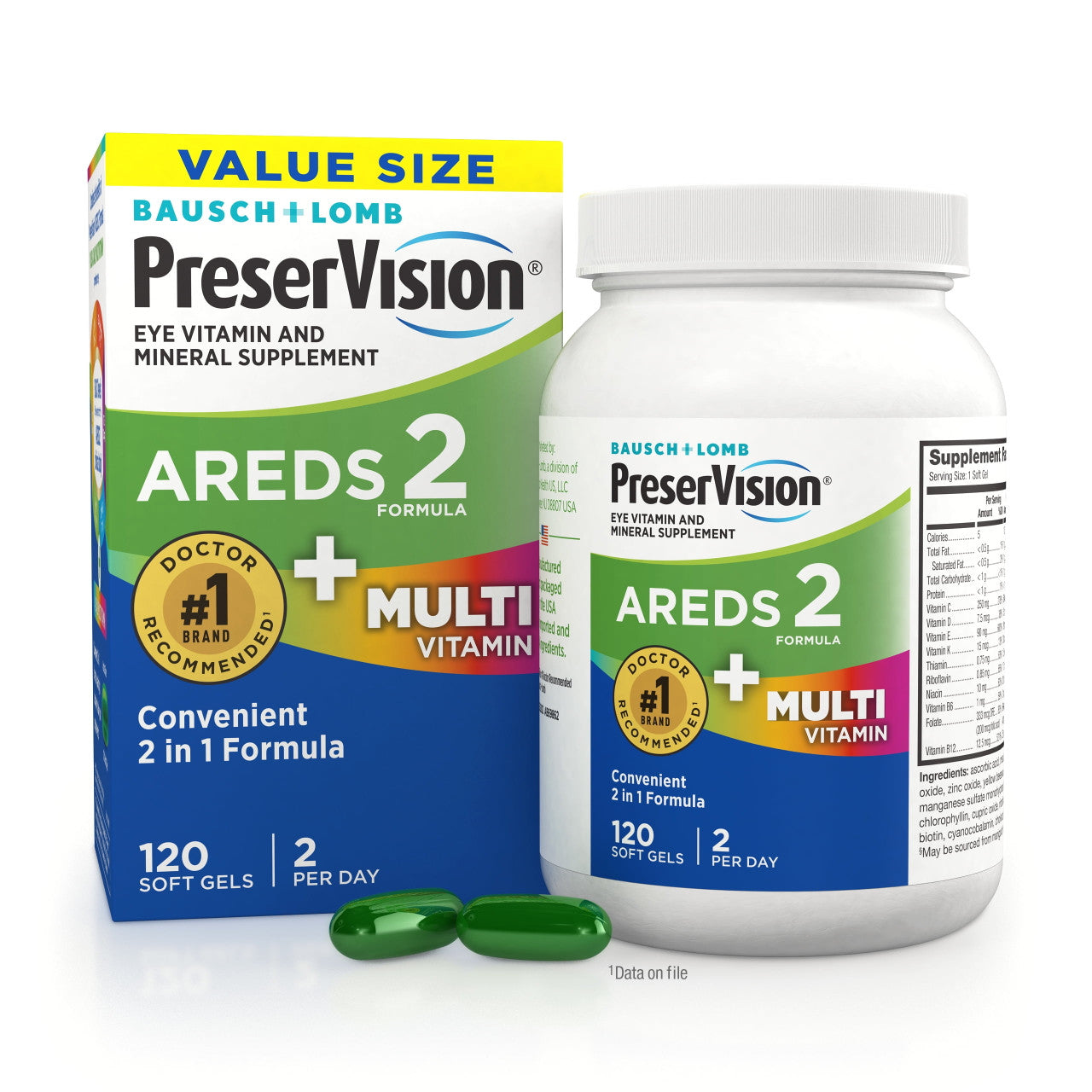 PreserVision AREDS 2 + Multivitamin, 2-in-1 Eye Vitamin, 120 Softgels - GOODSZON Discount Store