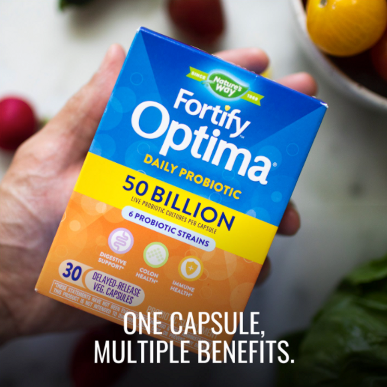 Nature's Way Fortify Optima 50 Billion Daily Probiotic, Probiotic Strains, Supports Digestive and Immune Health, 30 Capsules - GOODSZON Discount Store