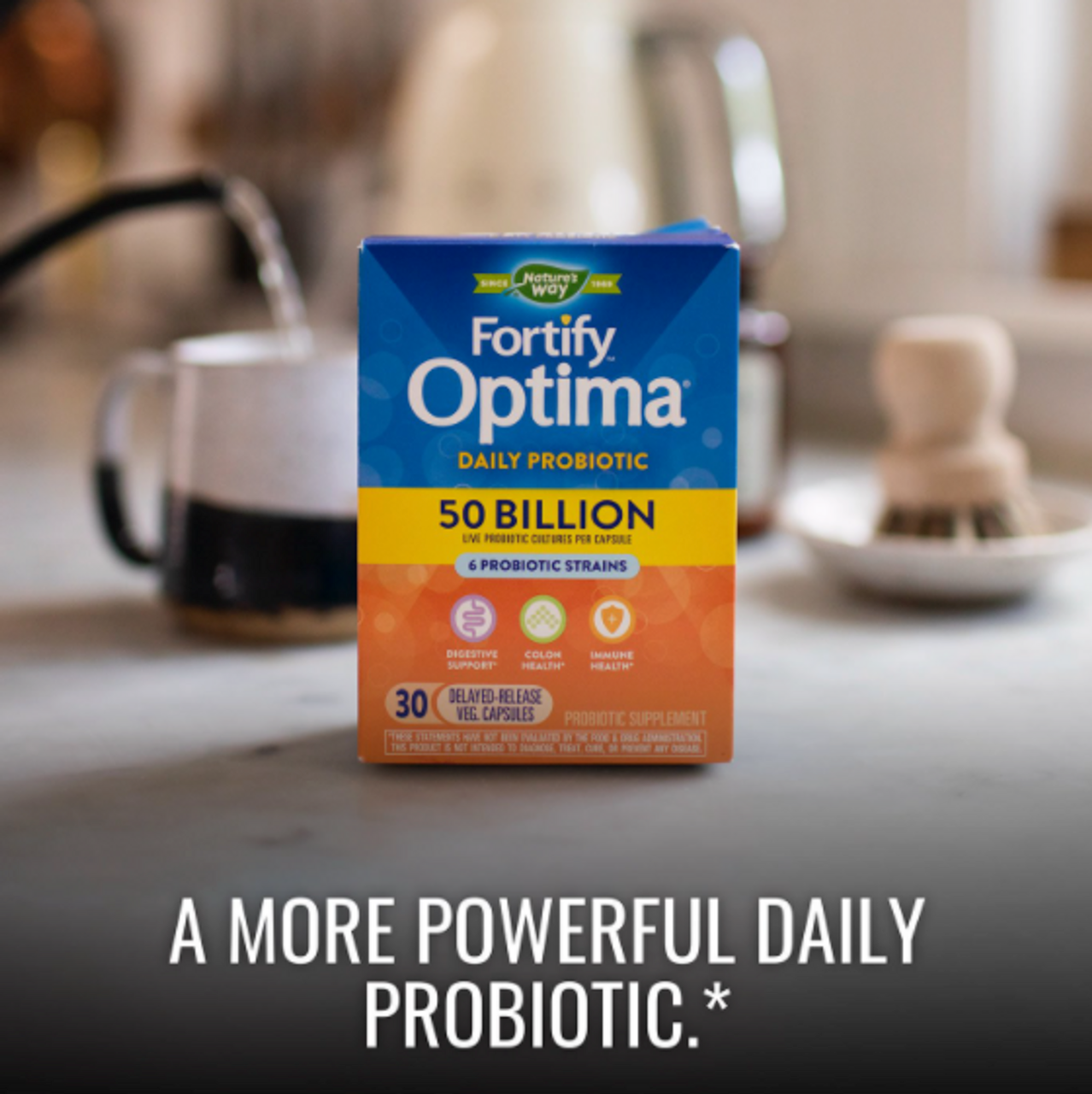 Nature's Way Fortify Optima 50 Billion Daily Probiotic, Probiotic Strains, Supports Digestive and Immune Health, 30 Capsules - GOODSZON Discount Store