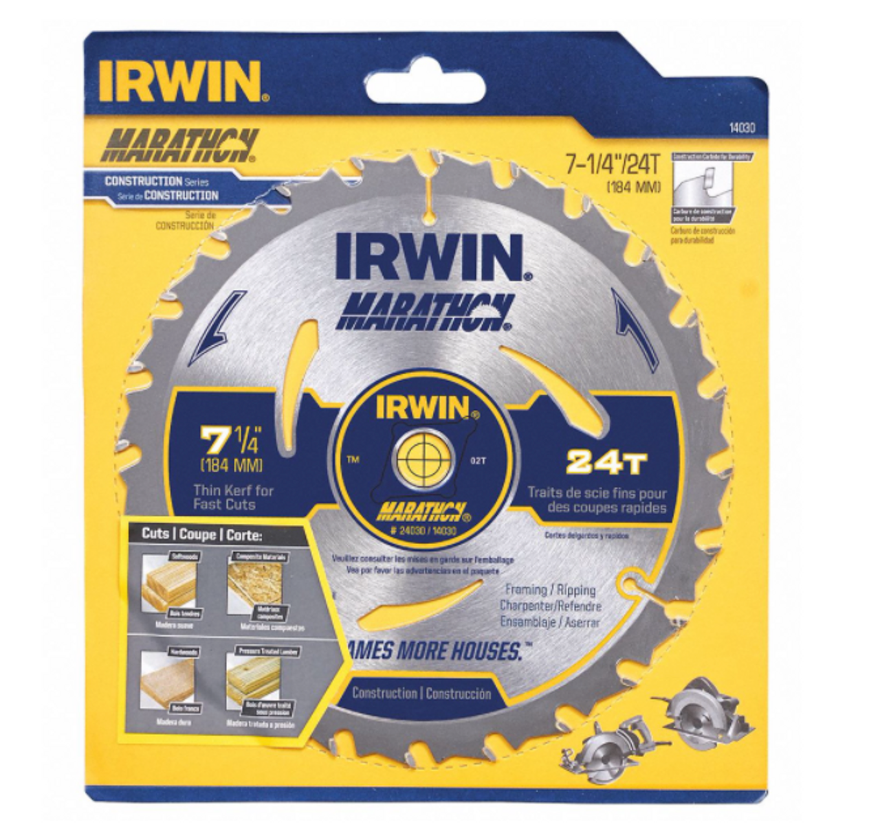 Irwin 14130 - Marathon 7-1/4" Portable Corded Circular Saw Blade - GOODSZON Discount Store