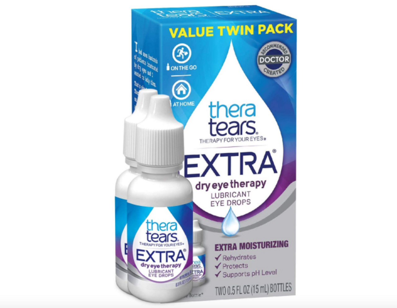 TheraTears Eye Drops, Extra Moisturizing Eye Drops, 0.5 fl oz, 2 Pack - GOODSZON Discount Store