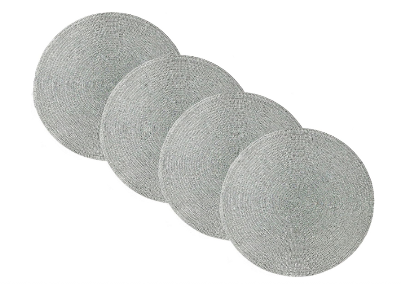 Benson Mills Sparkle Round Placemats for Dining Table Silver Set of 4, 15" - GOODSZON Discount Store