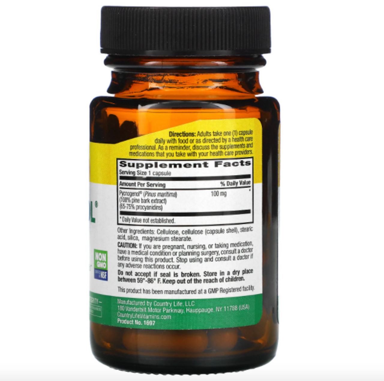 COUNTRY LIFE VITAMINS PYCNOGENOL 100 MG, 30 VCAP - GOODSZON Discount Store