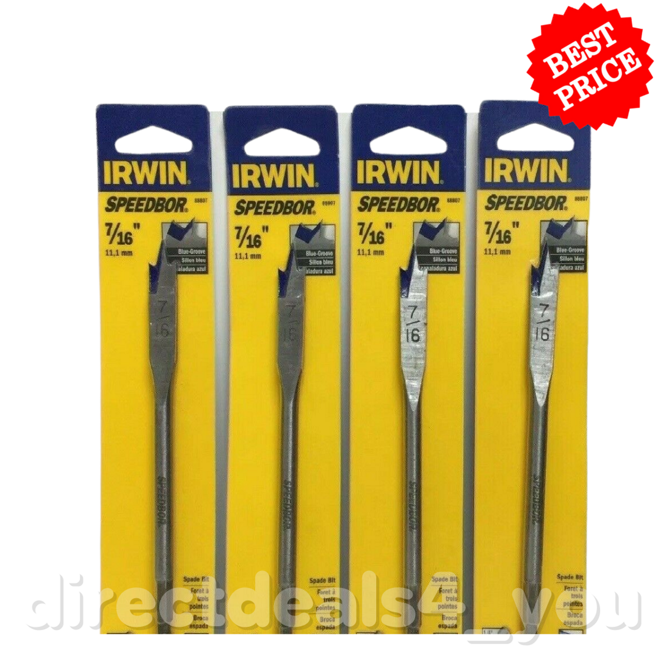 Irwin Speedbor 88807 Spade Bit 7/16" Pack of 4 - GOODSZON Discount Store