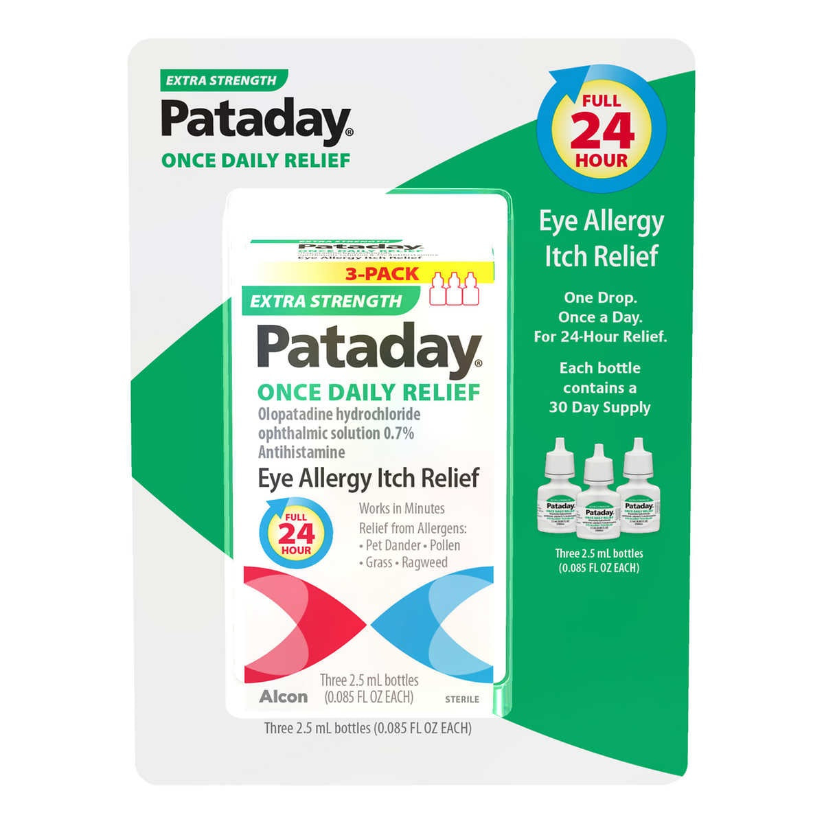 Pataday Extra Strength Once Daily Antihistamine Eye Drops, 2.5ml (Pack of 3) - GOODSZON Discount Store
