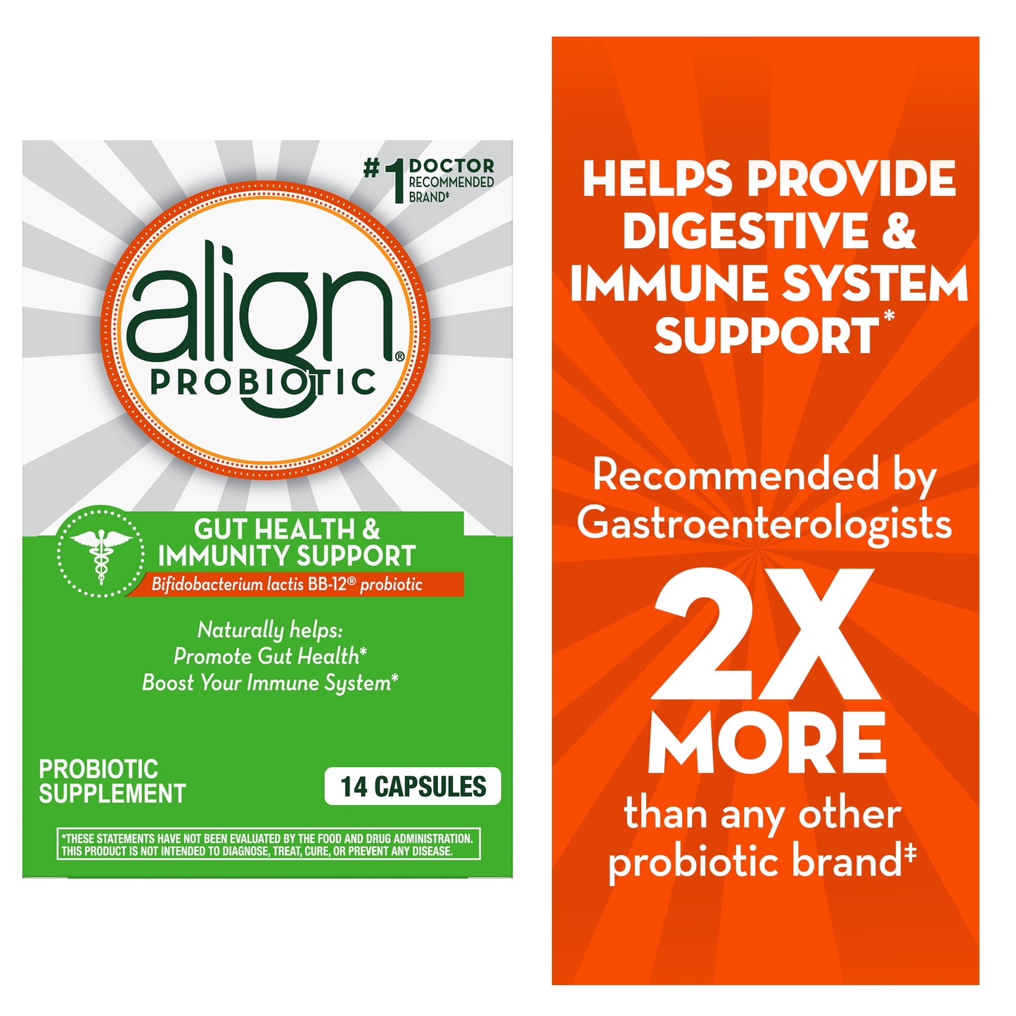 Align Probiotic Gut Health and Immunity Capsules, Unisex Daily Probiotic Supplement, 14 Ct - GOODSZON Discount Store