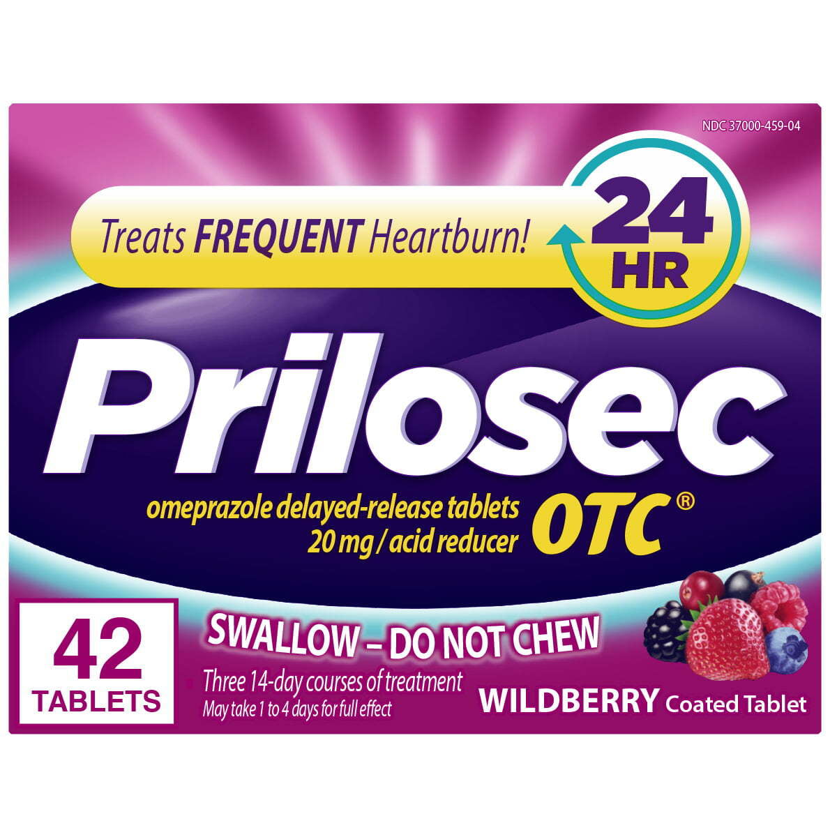 Prilosec OTC, Omeprazole Delayed Release 20mg for Heatburn, Acid Reducer, All Day, All Night*, Wildberry Flavor, 20mg, 42 Tablets - GOODSZON Discount Store
