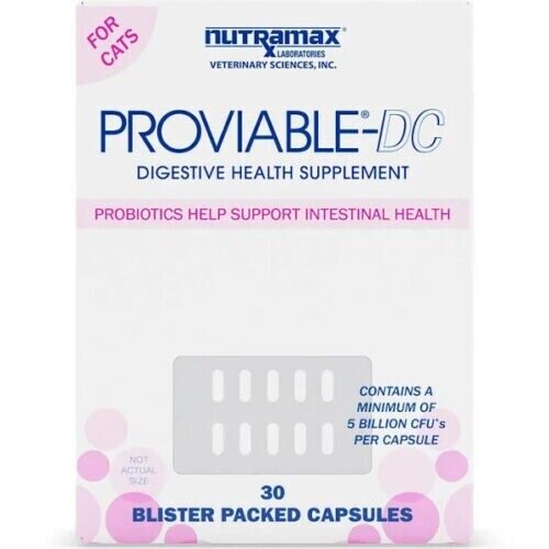 NUTRAMAX PROVIABLE Proviable-DC Capsules for Cats, Count of 30, 2.39 IN - GOODSZON Discount Store