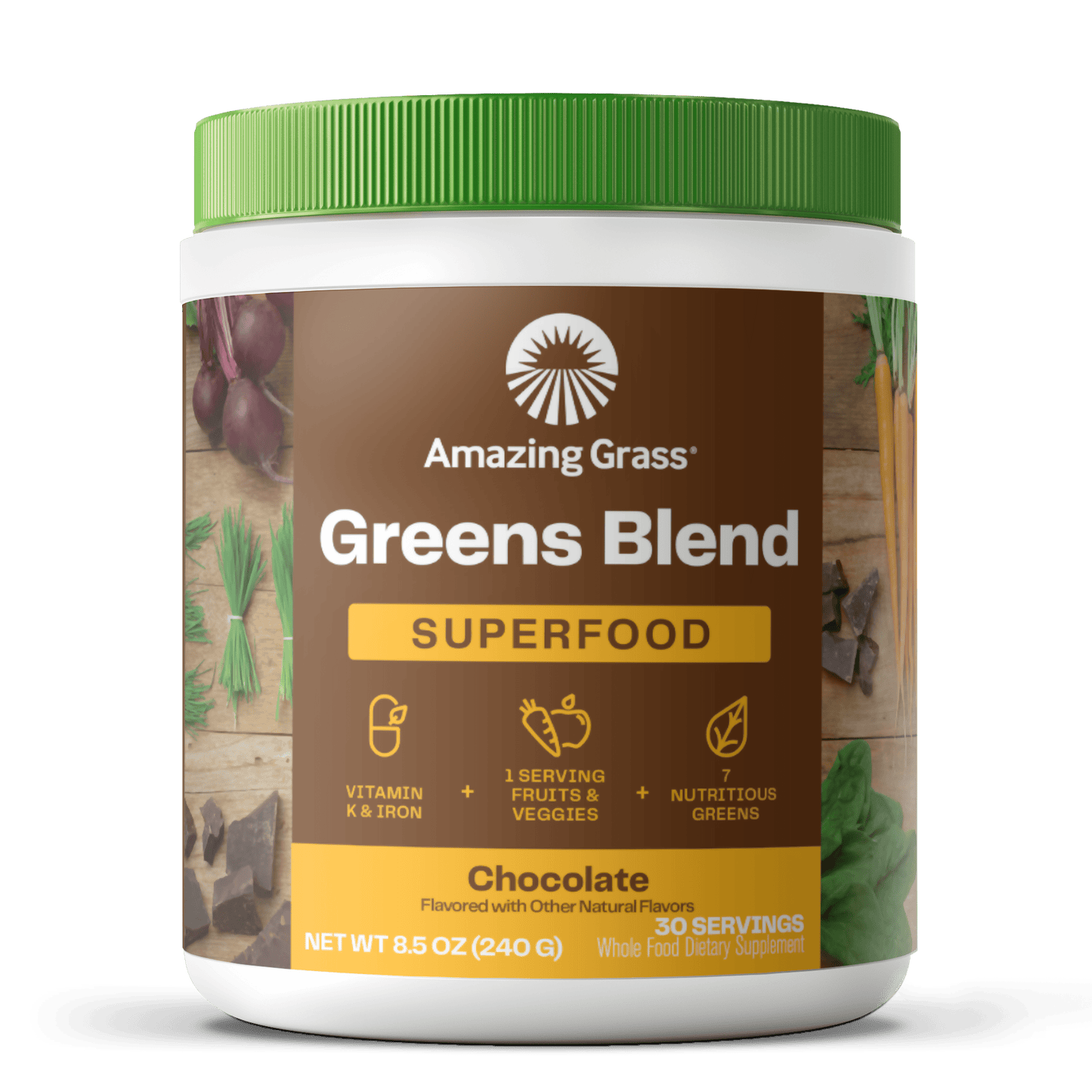 Amazing Grass, Greens Blend Superfood, Chocolate, 8.5 oz, 30 Servings - GOODSZON Discount Store