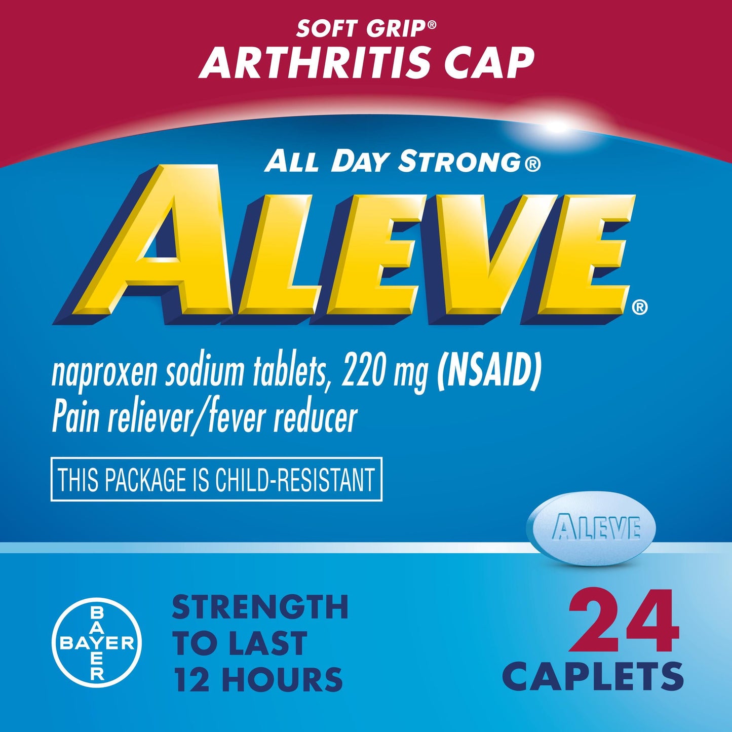 Aleve Caplets Soft Grip Arthritis Cap Naproxen Sodium Pain Reliever, 24 Count - GOODSZON Discount Store