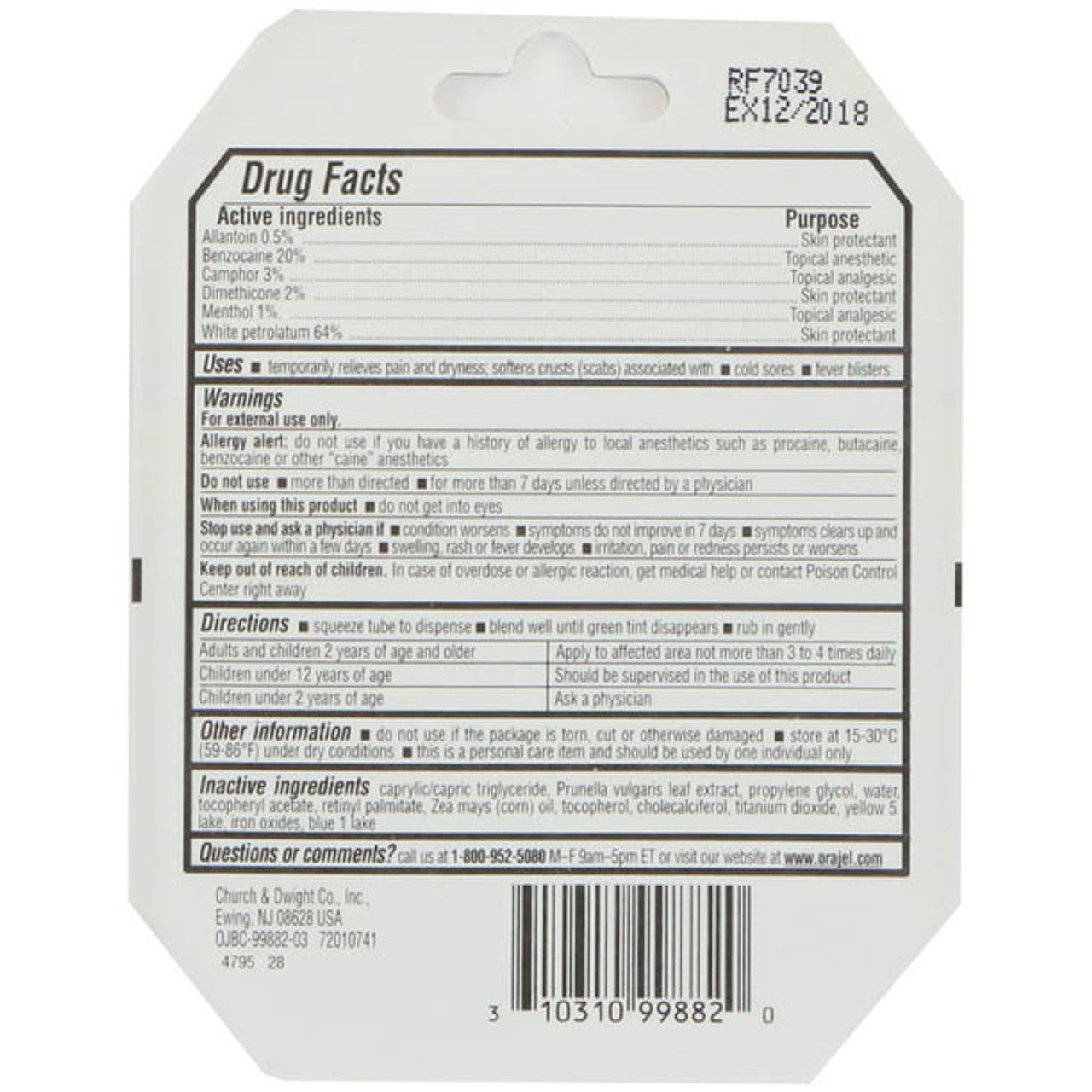 Orajel™ Moisturelock Formula for Cold Sores 0.105 oz. Pack - GOODSZON Discount Store