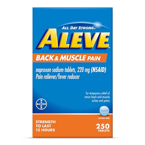 Aleve Back & Muscle Pain Relief Naproxen Sodium Tablets, Pain Reliever & Fever Reducer, Medicine for Body , 250 Count - GOODSZON Discount Store