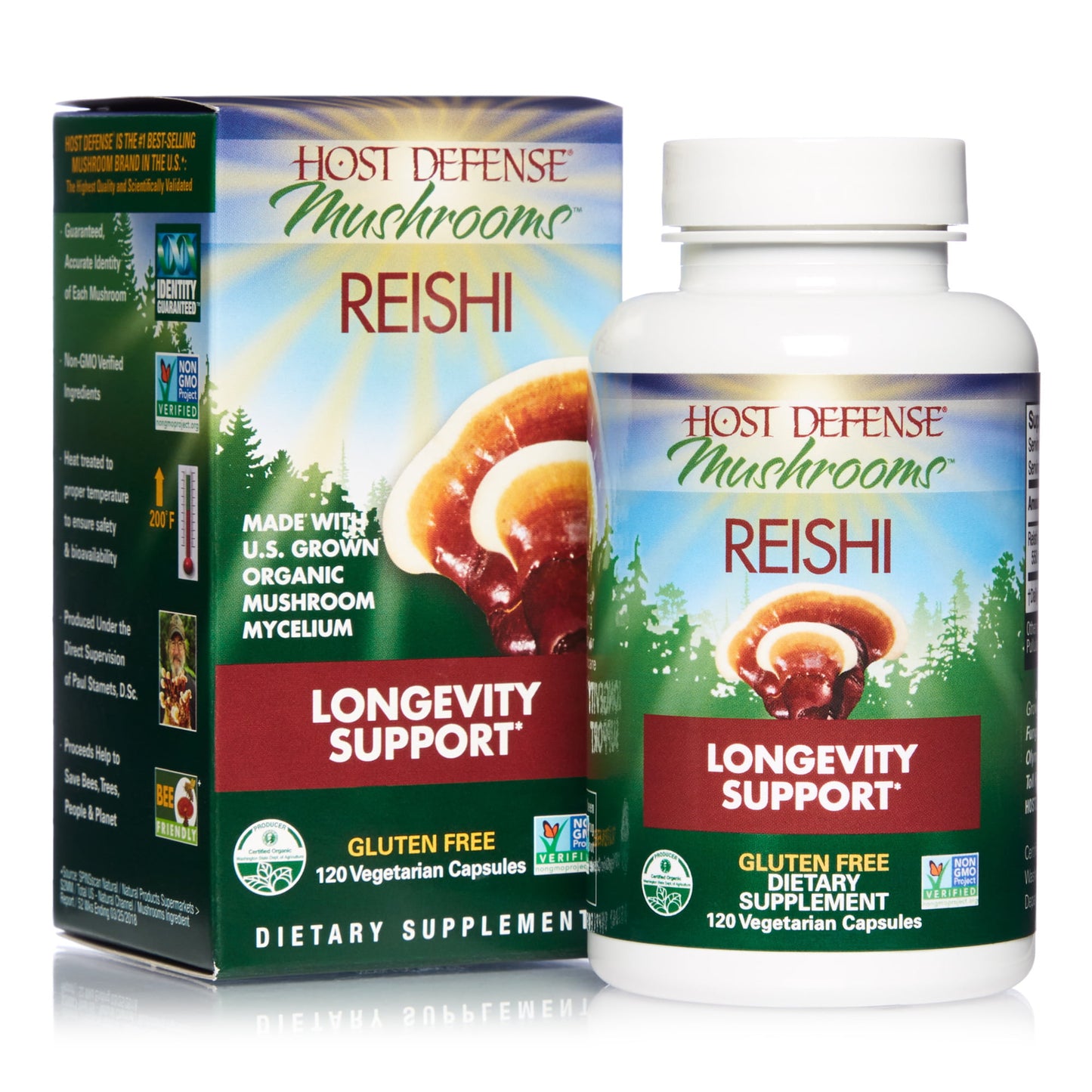 Host Defense, Reishi Capsules, Supports General Wellness and Vitality, Daily Mushroom Mycelium Supplement, USDA Organic, Gluten Free, 120 Vegetarian Capsules (60 Servings) - GOODSZON Discount Store