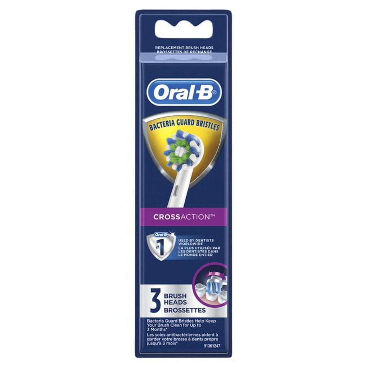 O-B Toothbrush Cross Action Electric Replacement Brush Heads Refill, 3 Count - GOODSZON Discount Store
