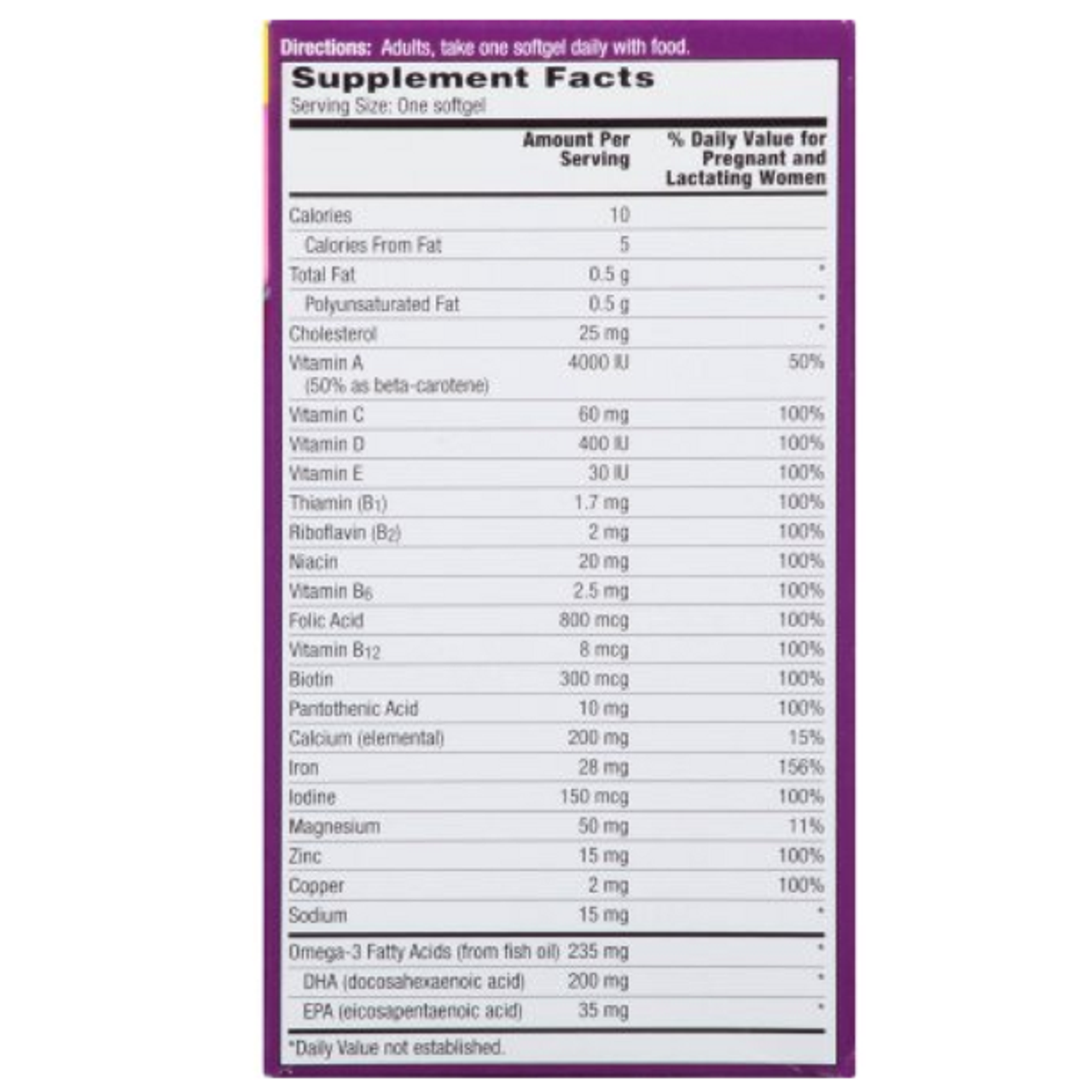 One A Day Women's Prenatal Multivitamin with Folic Acid, DHA and Iron, 60 Ct - GOODSZON Discount Store