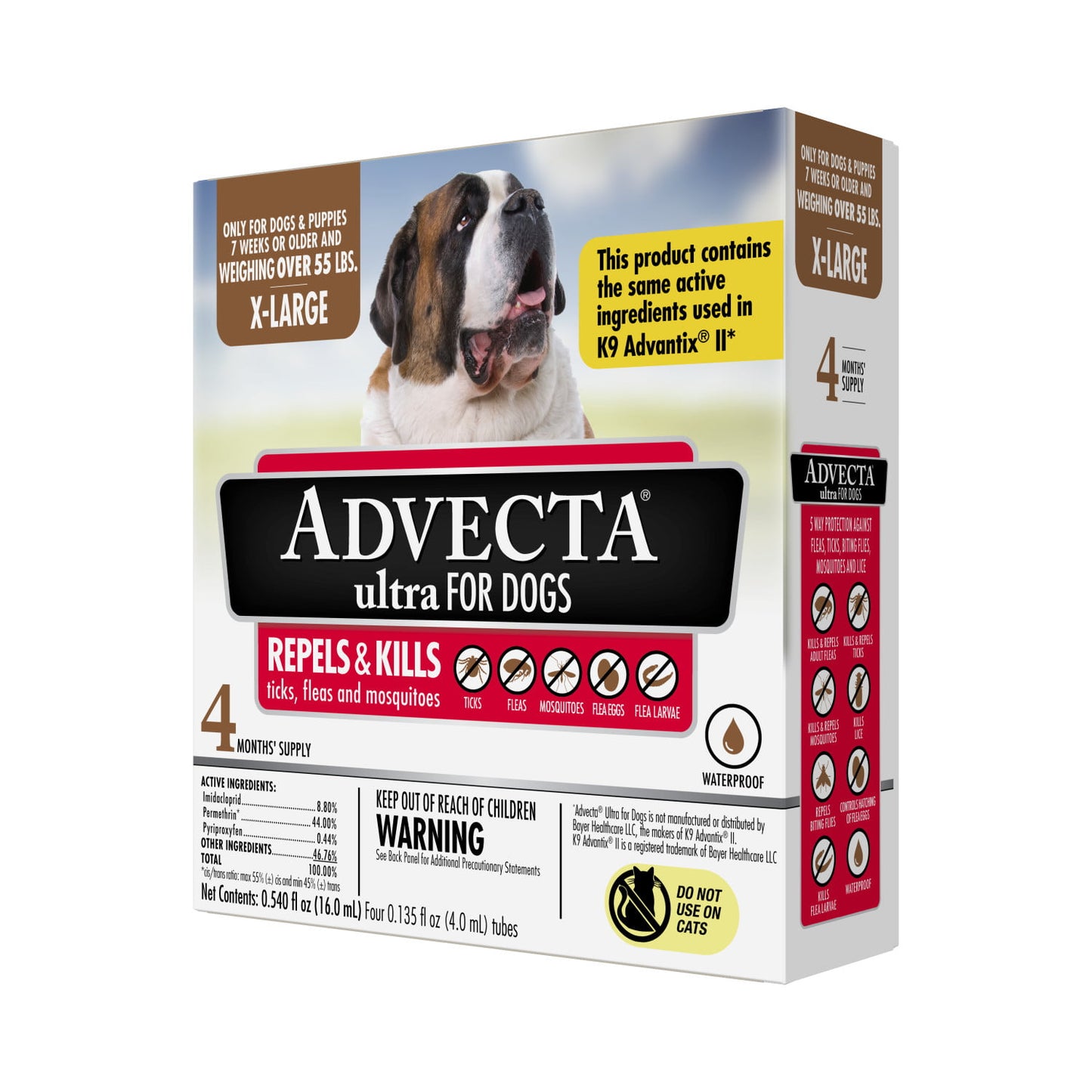 ADVECTA Ultra Flea & Tick Protection for X-Large Dogs, Long-Lasting and Fast-Acting Topical Dog Flea Prevention, 4 Count - GOODSZON Discount Store