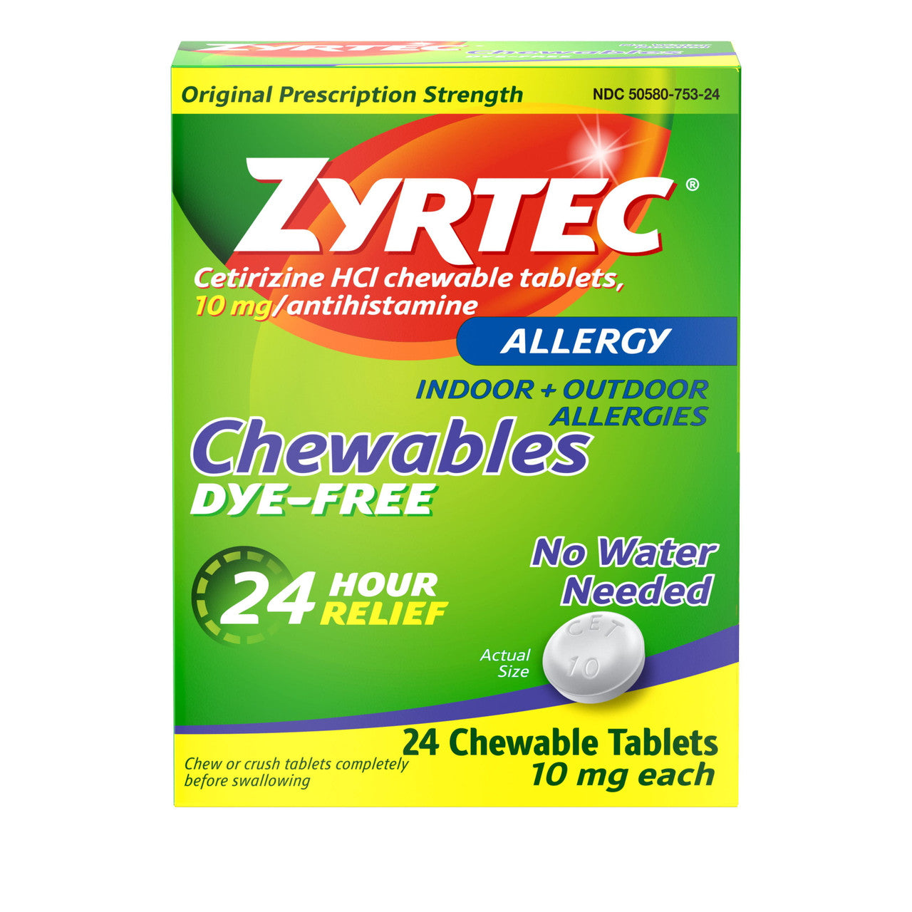 Zyrtec 24 Hour Allergy Relief Chewables, Cetirizine HCl, 24 Ct - GOODSZON Discount Store