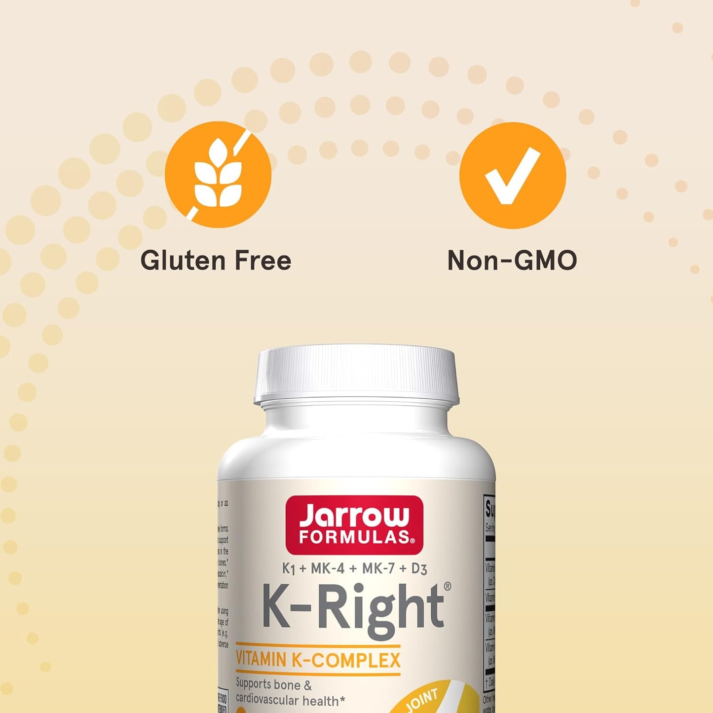 Jarrow Formulas K-Right - Dietary Supplement for Bone & Cardiovascular Health Support - Contains Vitamin D3 & Three Forms of Vitamin K Including MK-7 - 60 Servings (Packaging May Vary) - GOODSZON Discount Store