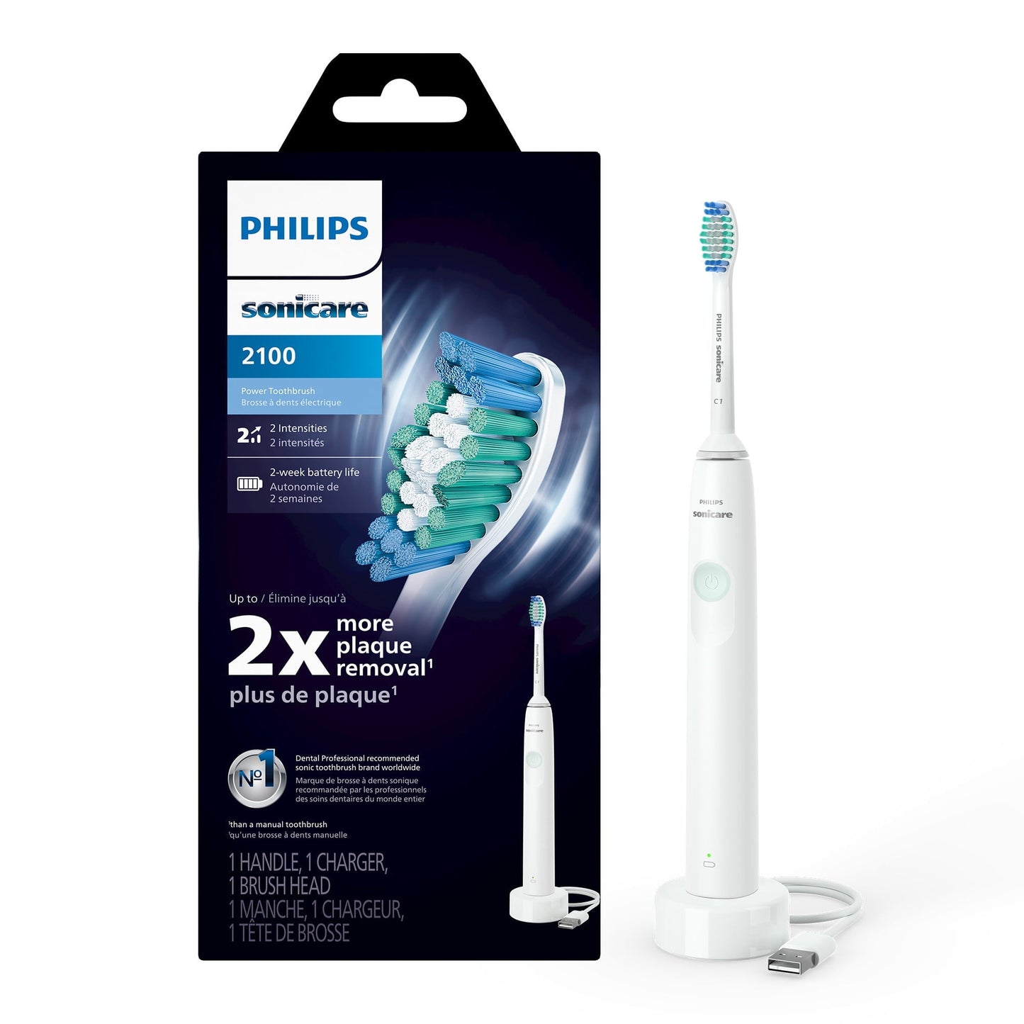 2100 Power Toothbrush, Rechargeable Electric Toothbrush, White Mint - GOODSZON Discount Store