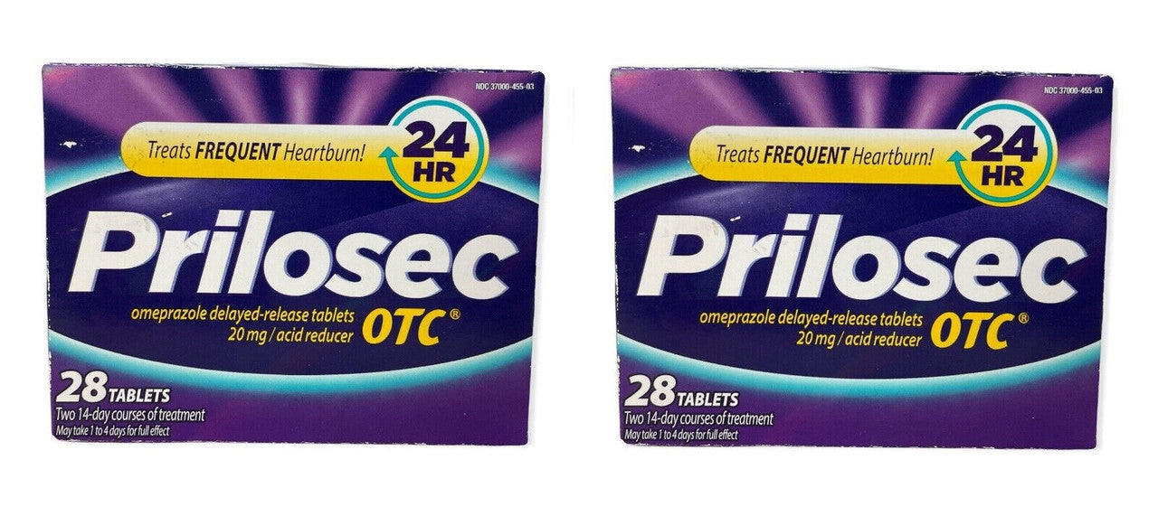Prilosec OTC Heartburn Relief and Acid Reducer 28 Tablets Pack of 2