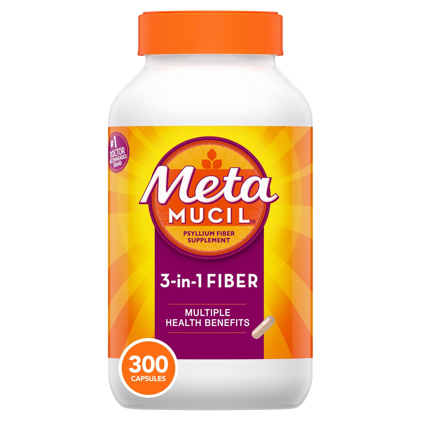 Metamucil Capsules, 3-in-1 Fiber, Digestive Health, 300 Ct - GOODSZON Discount Store