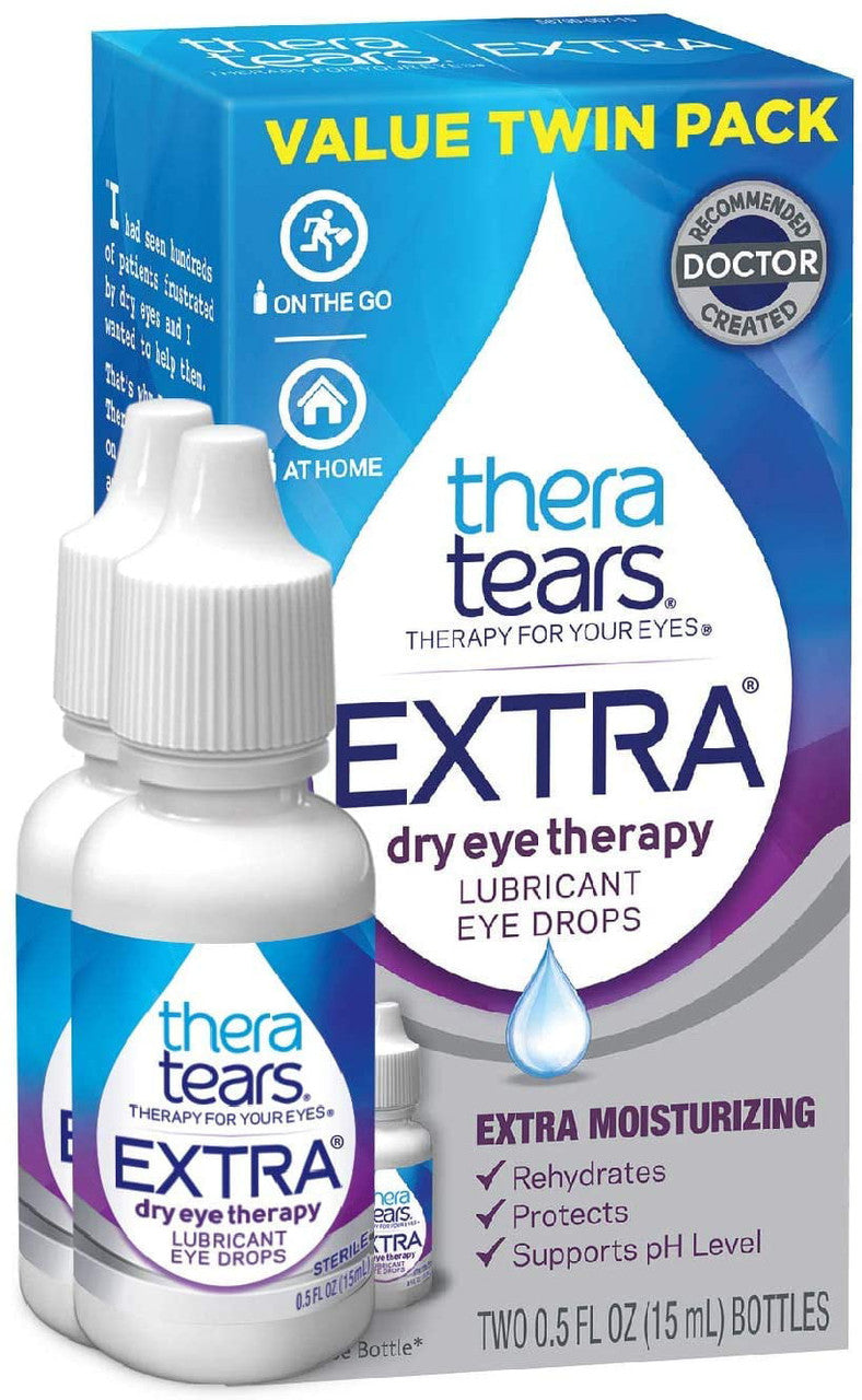 TheraTears Eye Drops, Extra Moisturizing Eye Drops, 0.5 fl oz, 2 Pack - GOODSZON Discount Store
