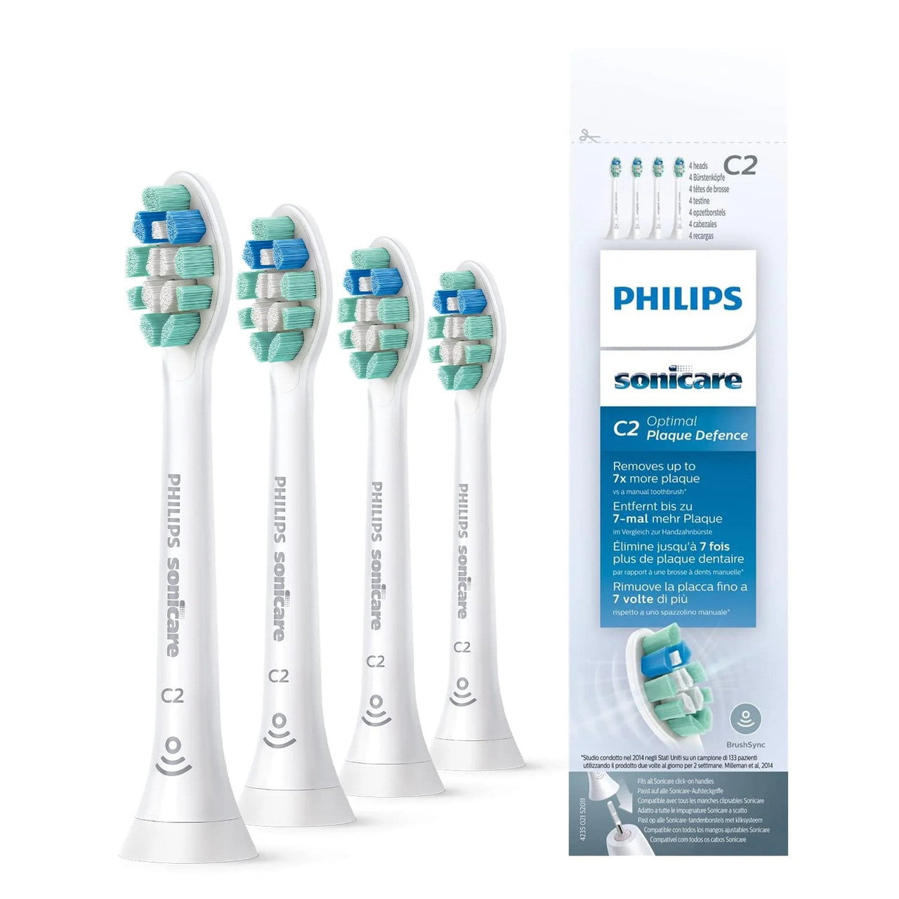 Philips Sonicare Original C2 Optimal Plaque Defence (Formerly ProResults Plaque Control) - 4 Pack in White (Model HX9024/10) - GOODSZON Discount Store