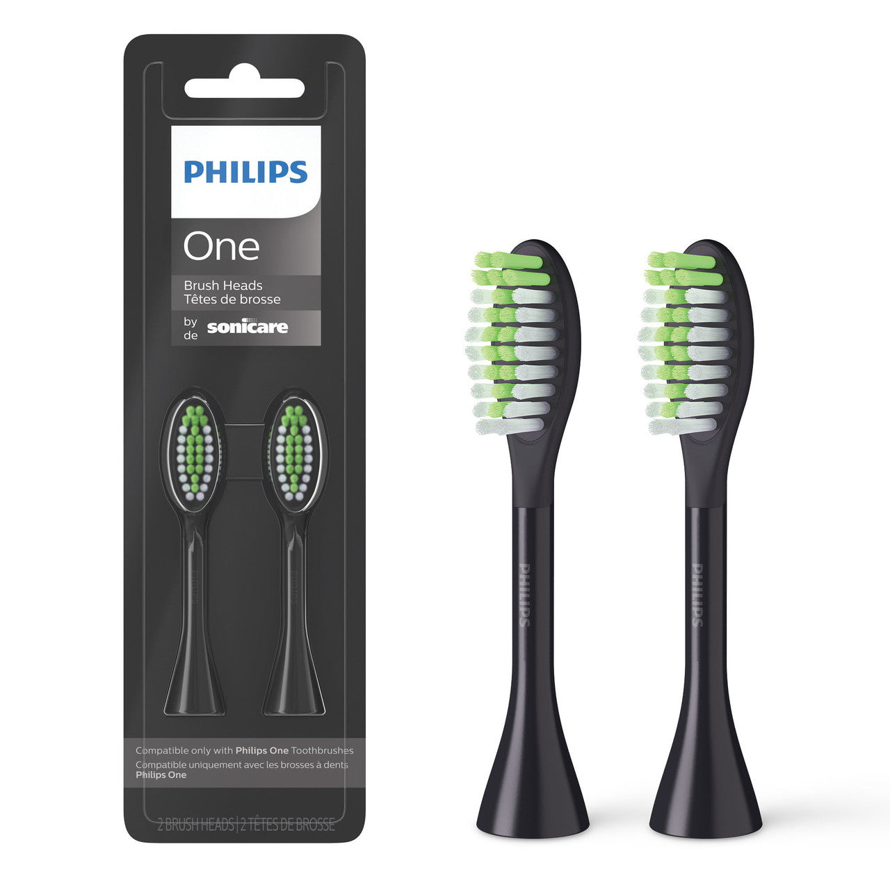 Philips One By Sonicare 2pk Brush Heads, Black - GOODSZON Discount Store