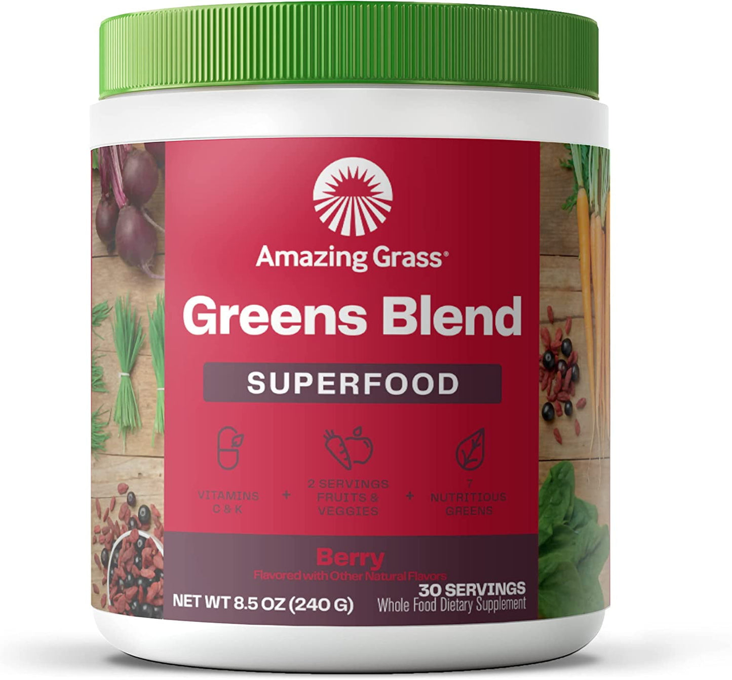Amazing Grass, Greens Blend Superfood, Berry, 8.5 oz, 30 Servings - GOODSZON Discount Store