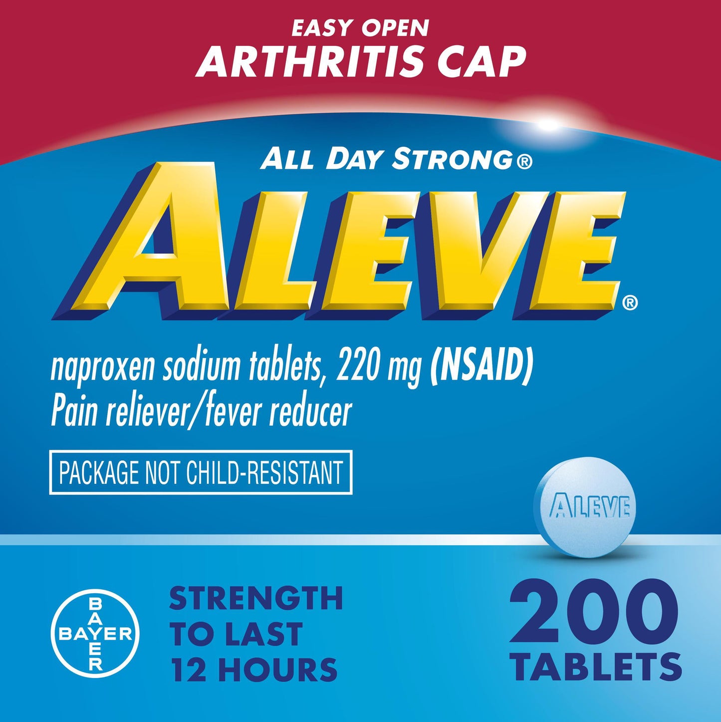 Aleve Easy Open Arthritis Cap Tablets, Pain Reliever ‐ 200 Count - GOODSZON Discount Store