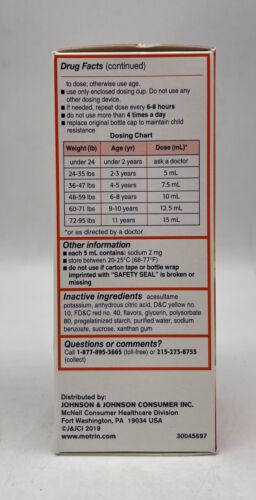 (2 Pack) Children's Motrin -Ibuprofen 100mg Original Berry -8 Oz Exp 2026 - GOODSZON Discount Store