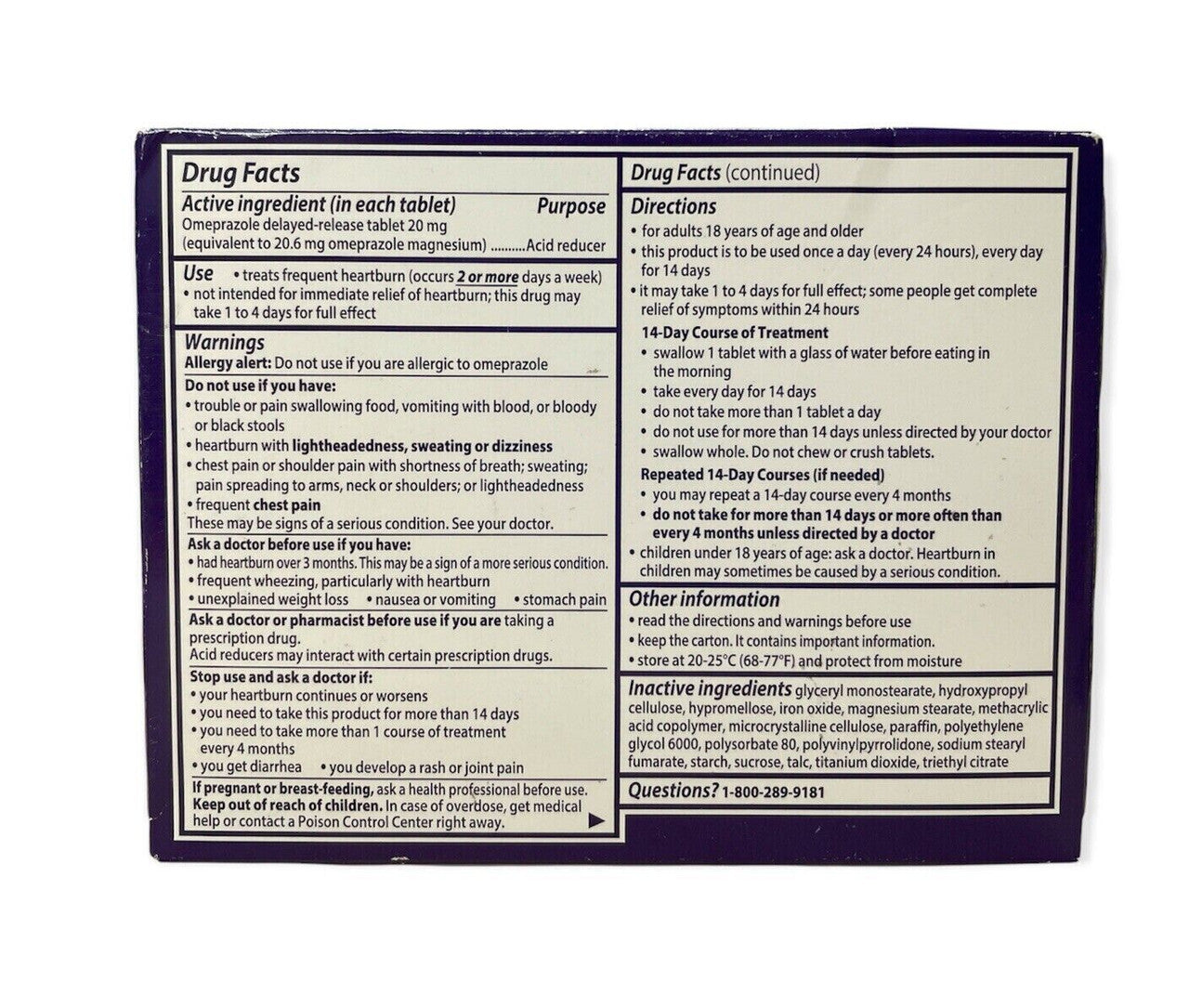 Prilosec OTC Heartburn Relief and Acid Reducer 28 Tablets Pack of 2