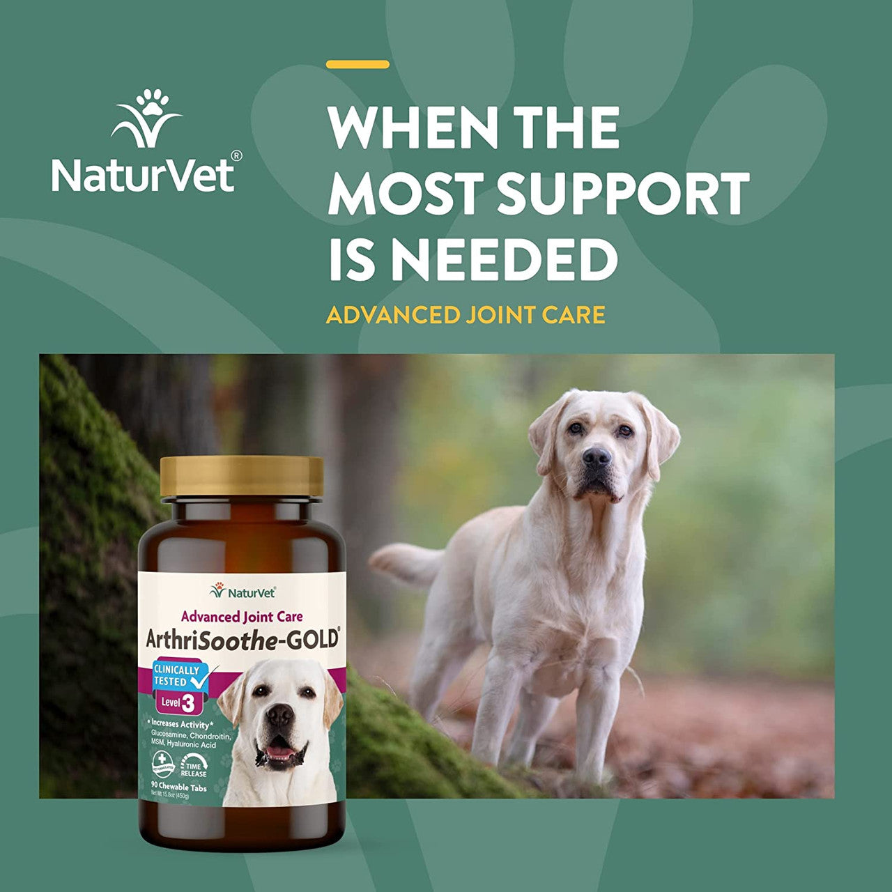NaturVet ArthriSoothe Gold Level 3 Advanced Joint Care–Supports Connective Tissue, Cartilage & Joint Movement – Glucosamine, MSM, Chondroitin & Green Lipped Mussel – 90ct Tablets - Dogs & Cats - GOODSZON Discount Store