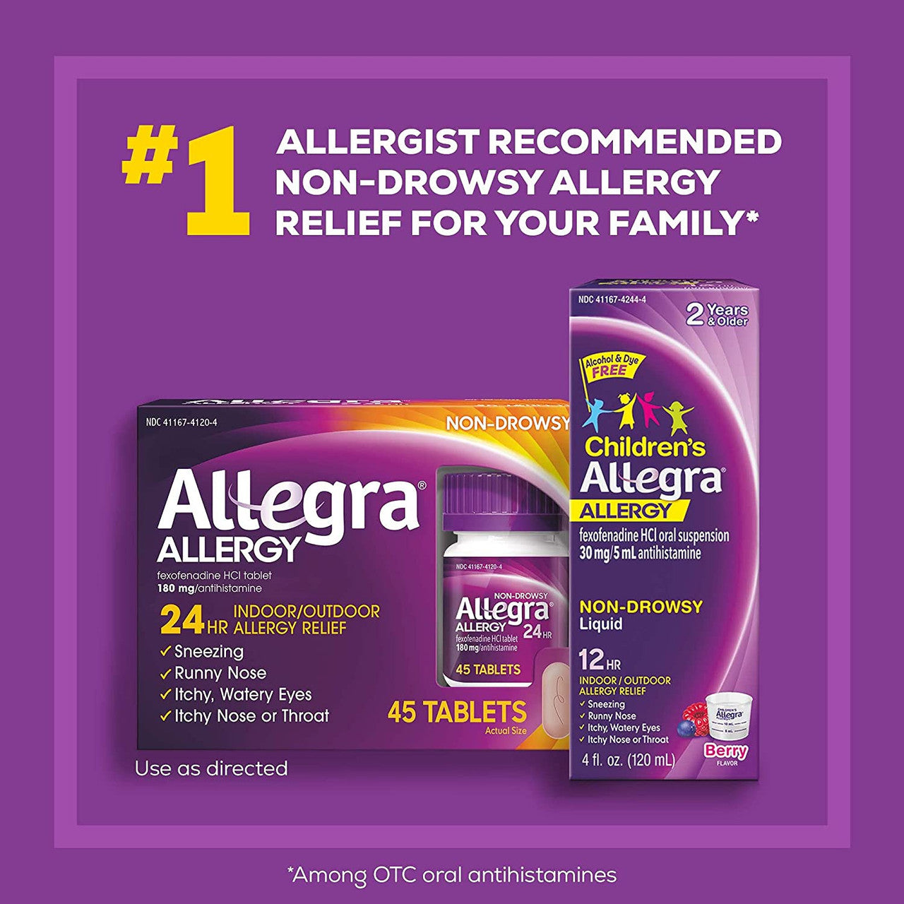 Allegra Adult 24HR Tablet (45 Ct, 180 mg), Allergy Relief - GOODSZON Discount Store