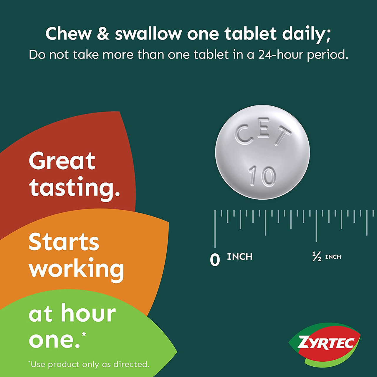 Zyrtec 24 Hour Allergy Relief Chewables, Cetirizine HCl, 24 Ct - GOODSZON Discount Store