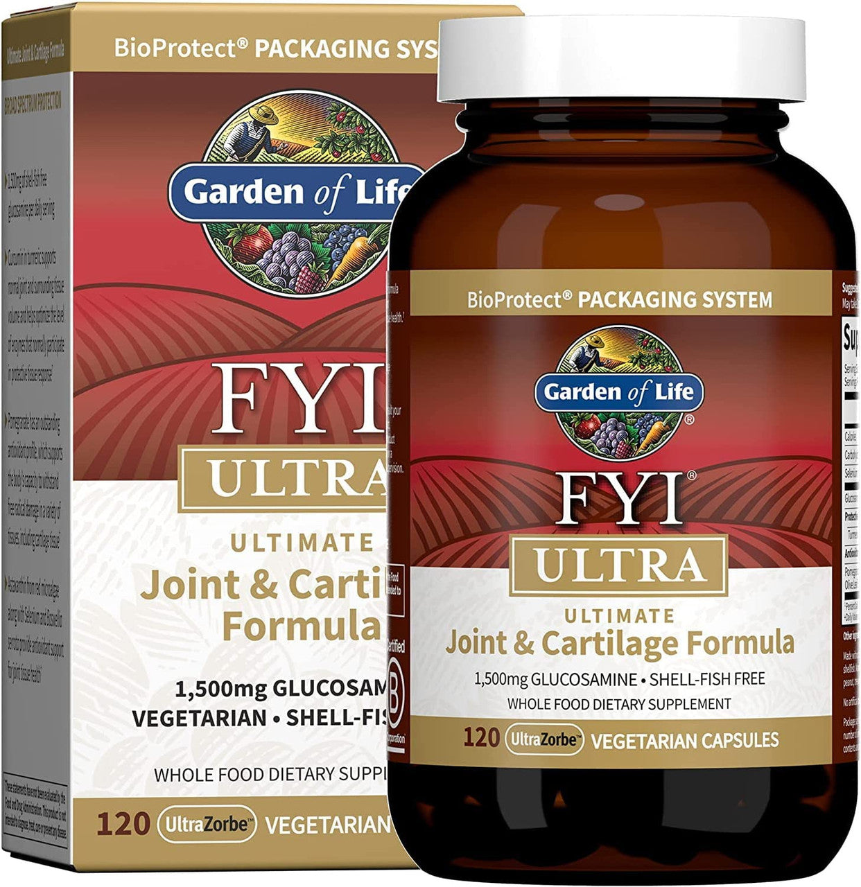 Garden of Life Glucosamine Supplement, FYI Ultra Ultimate Joint and Cartilage Support for Women and Men, 1,500 mg Glucosamine HCI, Turmeric, Astaxanthin - Vegetarian & Shell-Fish Free, 120 Capsules - GOODSZON Discount Store