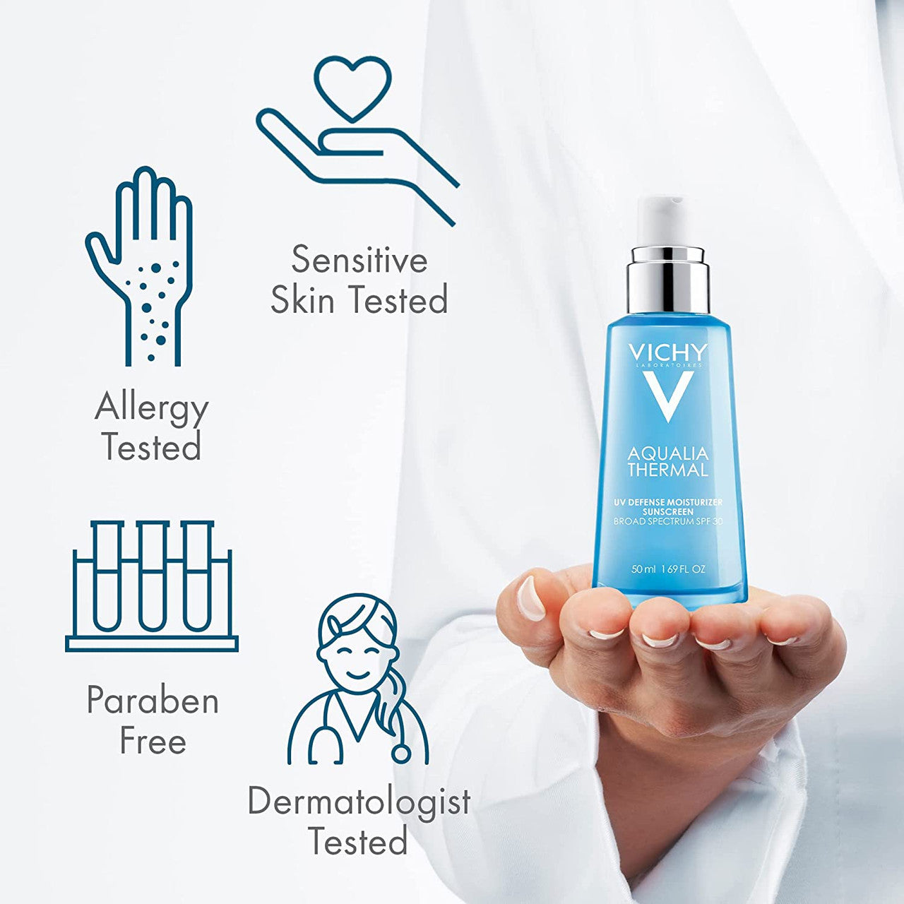 Vichy Aqualia Thermal UV Defense Face Moisturizer with SPF 30, Daily Sunscreen Moisturizer for 48-Hr Dynamic Hydration, Oil-Free - GOODSZON Discount Store