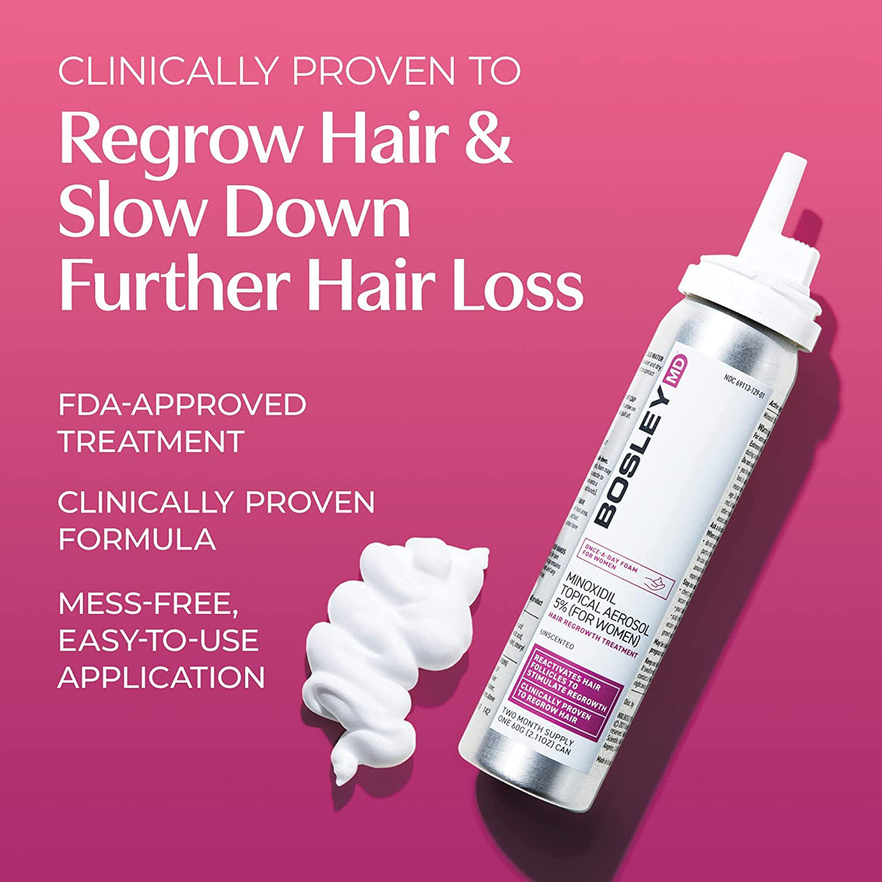 Bosley MD Men's Regrowth Treatment 5% Minoxidil Foam