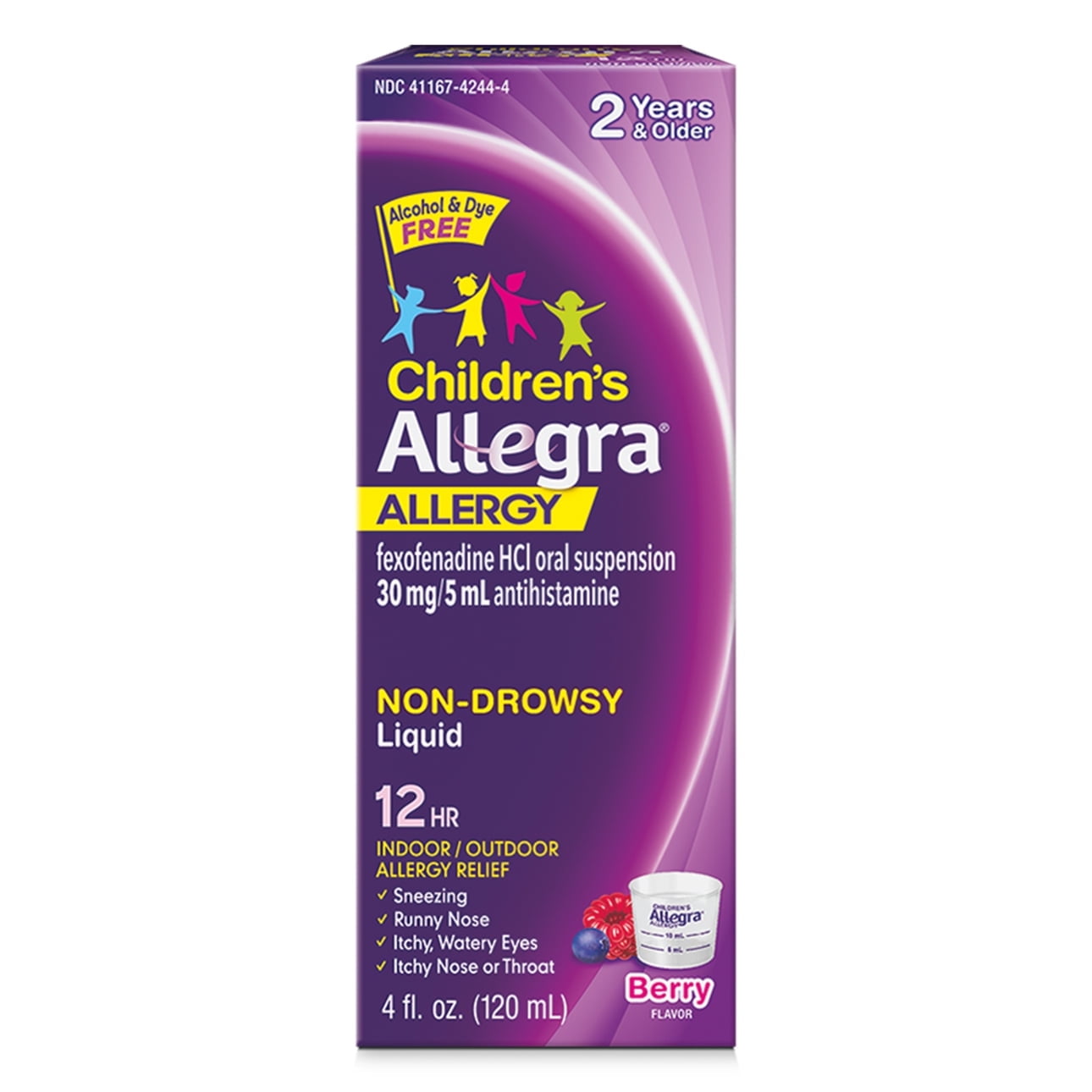 Allegra Children's Non-Drowsy Antihistamine Medicine for Kids Allergy Relief, 30 mg Fexofenadine, Berry Flavor, 4 fl oz - GOODSZON Discount Store