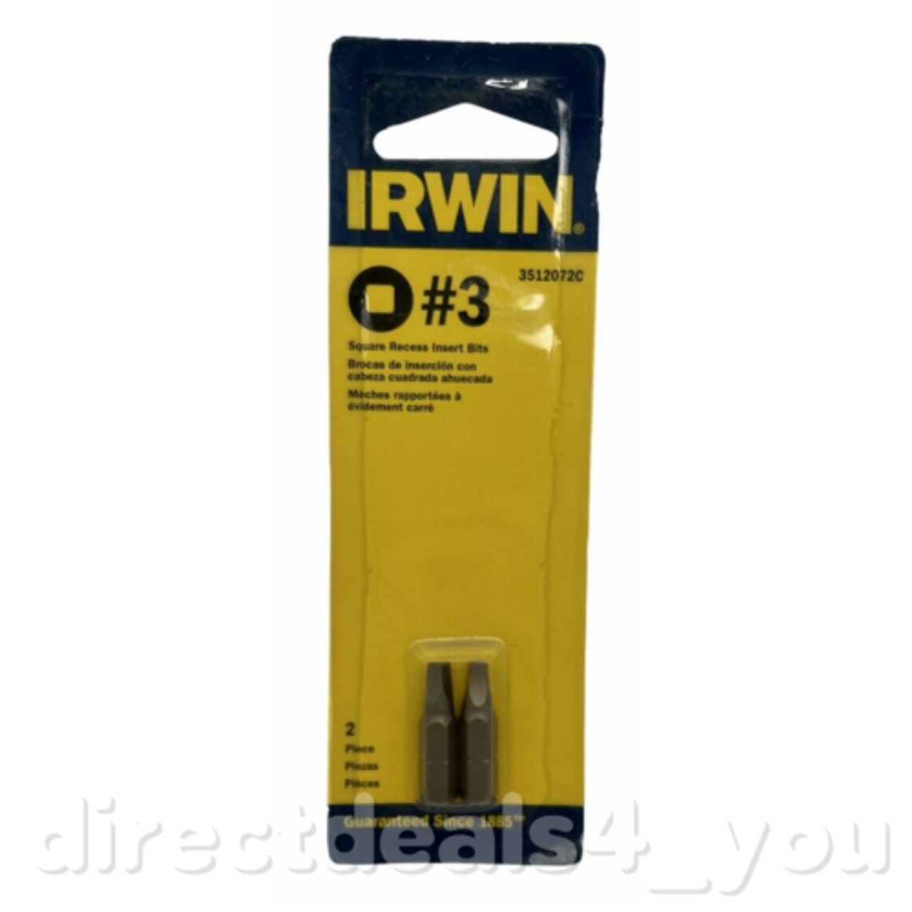 Irwin #3 Square Recess Insert Bits 2 pc #3512072C (Pack of 7) - GOODSZON Discount Store