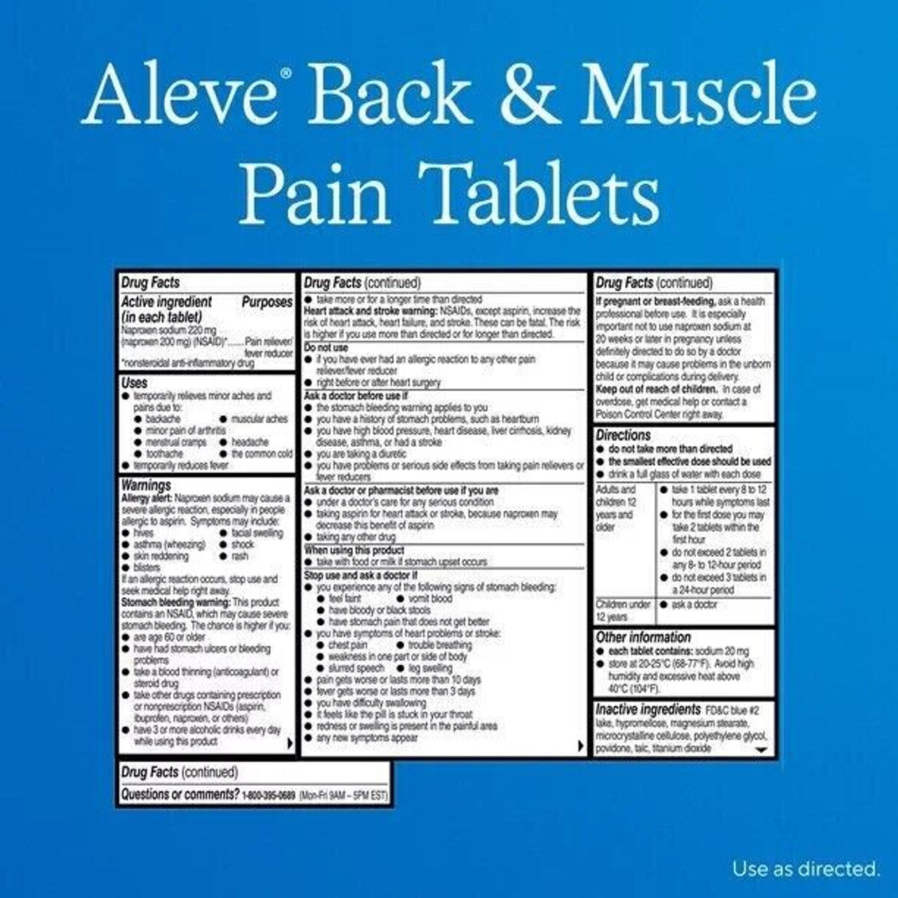 Aleve Back & Muscle Pain Reliever Naproxen Sodium 50 Tabs Pack of 2 - GOODSZON Discount Store