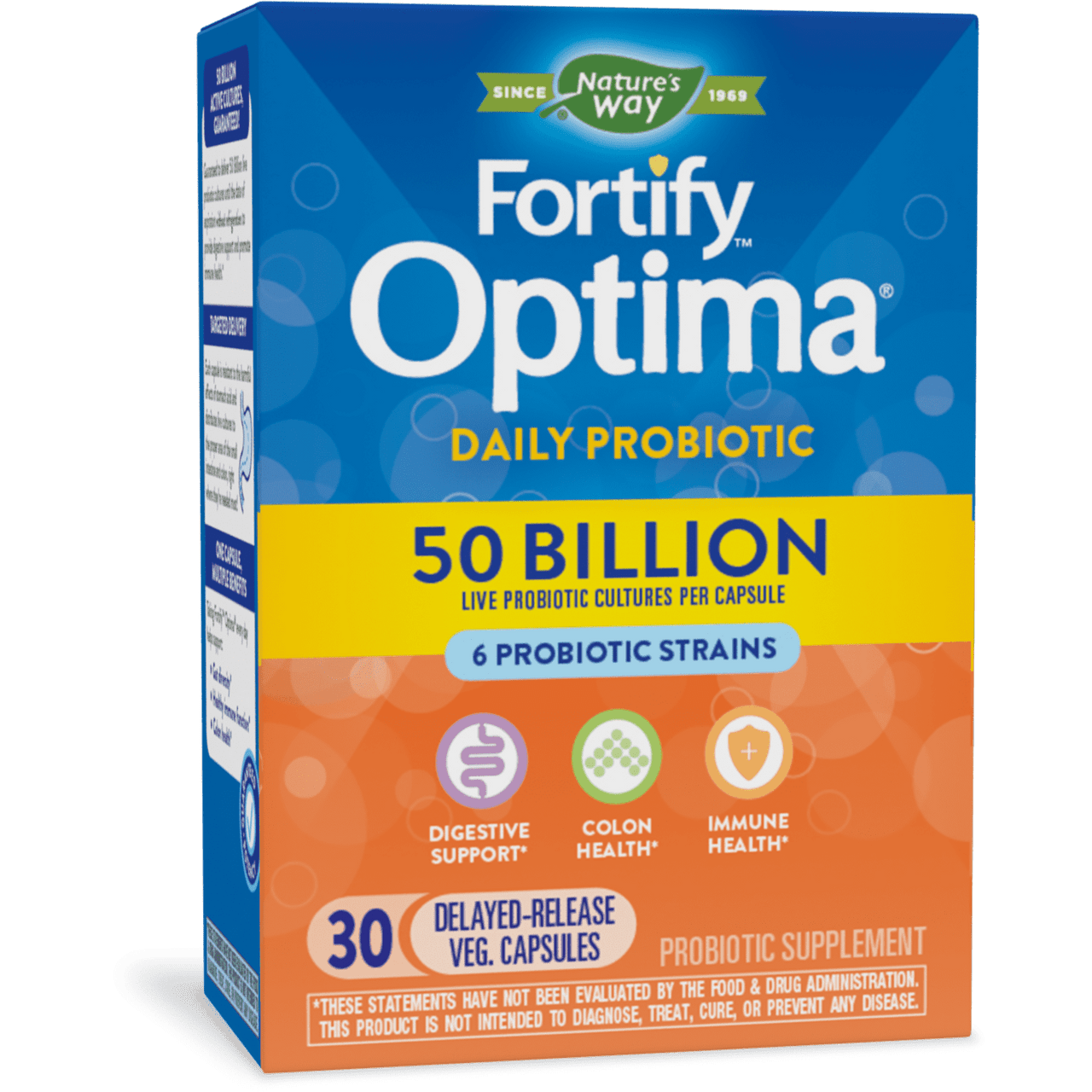 Nature's Way Fortify Optima 50 Billion Daily Probiotic, Probiotic Strains, Supports Digestive and Immune Health, 30 Capsules - GOODSZON Discount Store