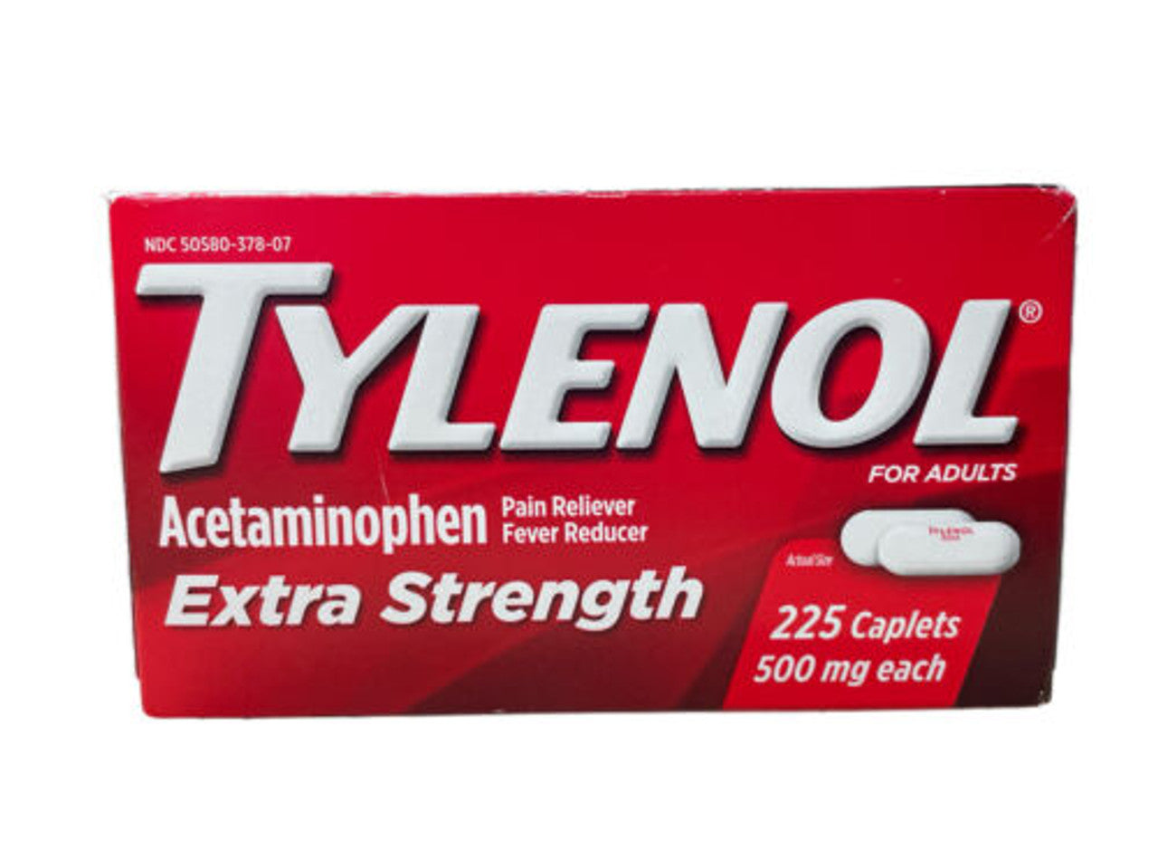 Tylenol Extra Strength Caplets with 500 mg Acetaminophen, Pain Reliever & Fever Reducer, Acetaminophen for Headache, Backache & Menstrual Pain Relief, 225 ct